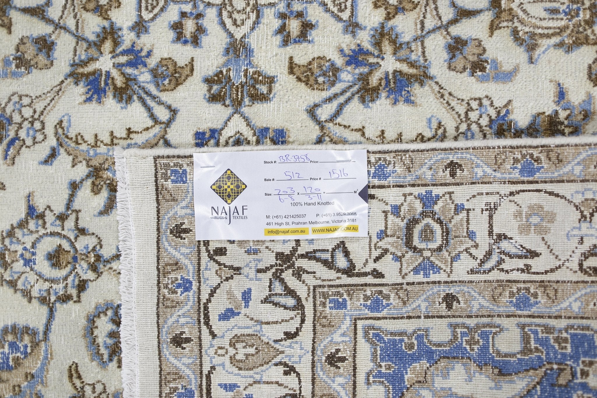 Handmade Vintage Persian Nain Rug | 203 x 120 cm | 6'8" x 3'11" - Najaf Rugs & Textile