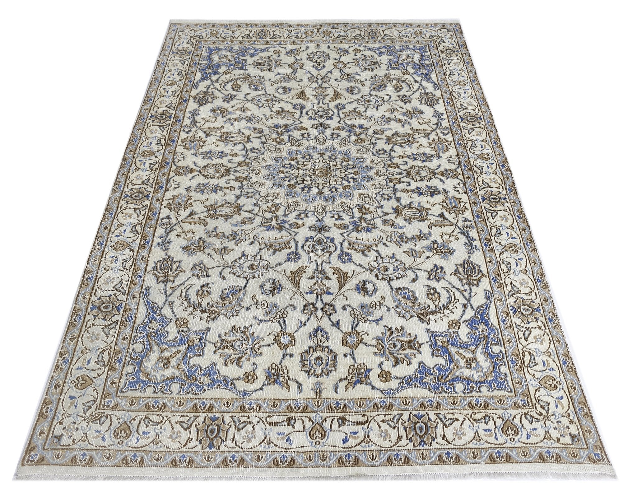 Handmade Vintage Persian Nain Rug | 203 x 120 cm | 6'8" x 3'11" - Najaf Rugs & Textile