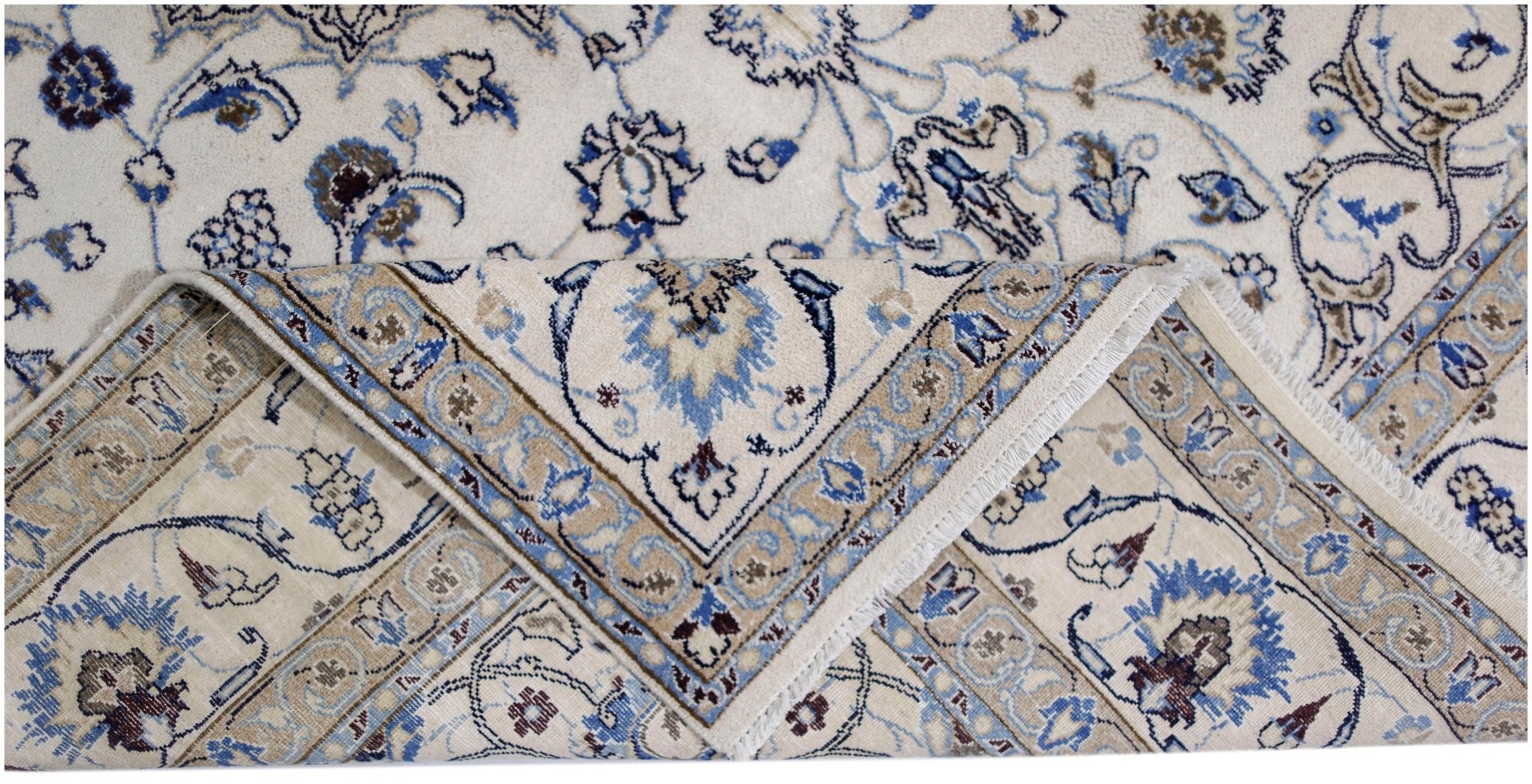 Handmade Vintage Persian Nain Rug | 252 x 191 cm | 8'3" x 6'3" - Najaf Rugs & Textile