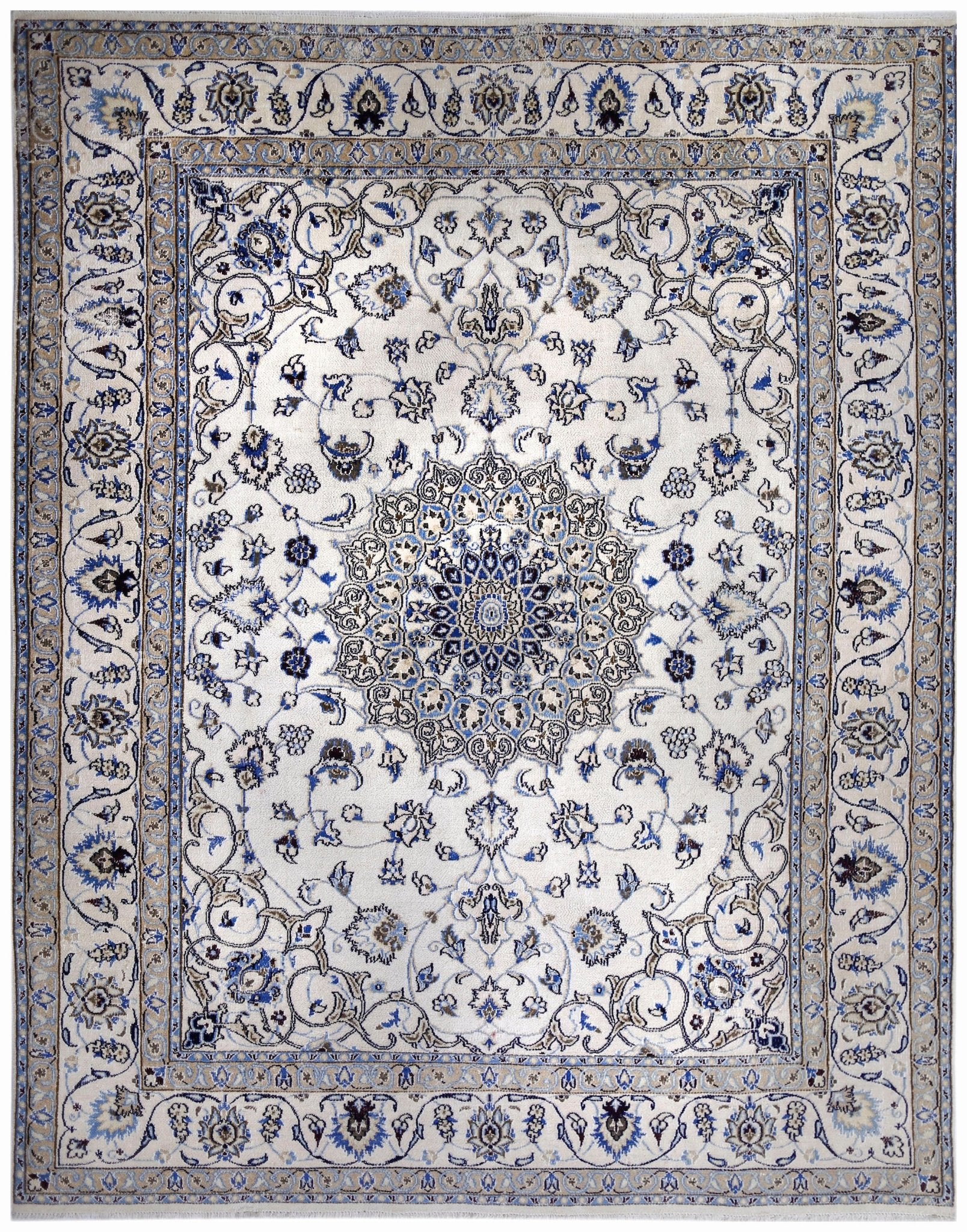 Handmade Vintage Persian Nain Rug | 252 x 191 cm | 8'3" x 6'3" - Najaf Rugs & Textile