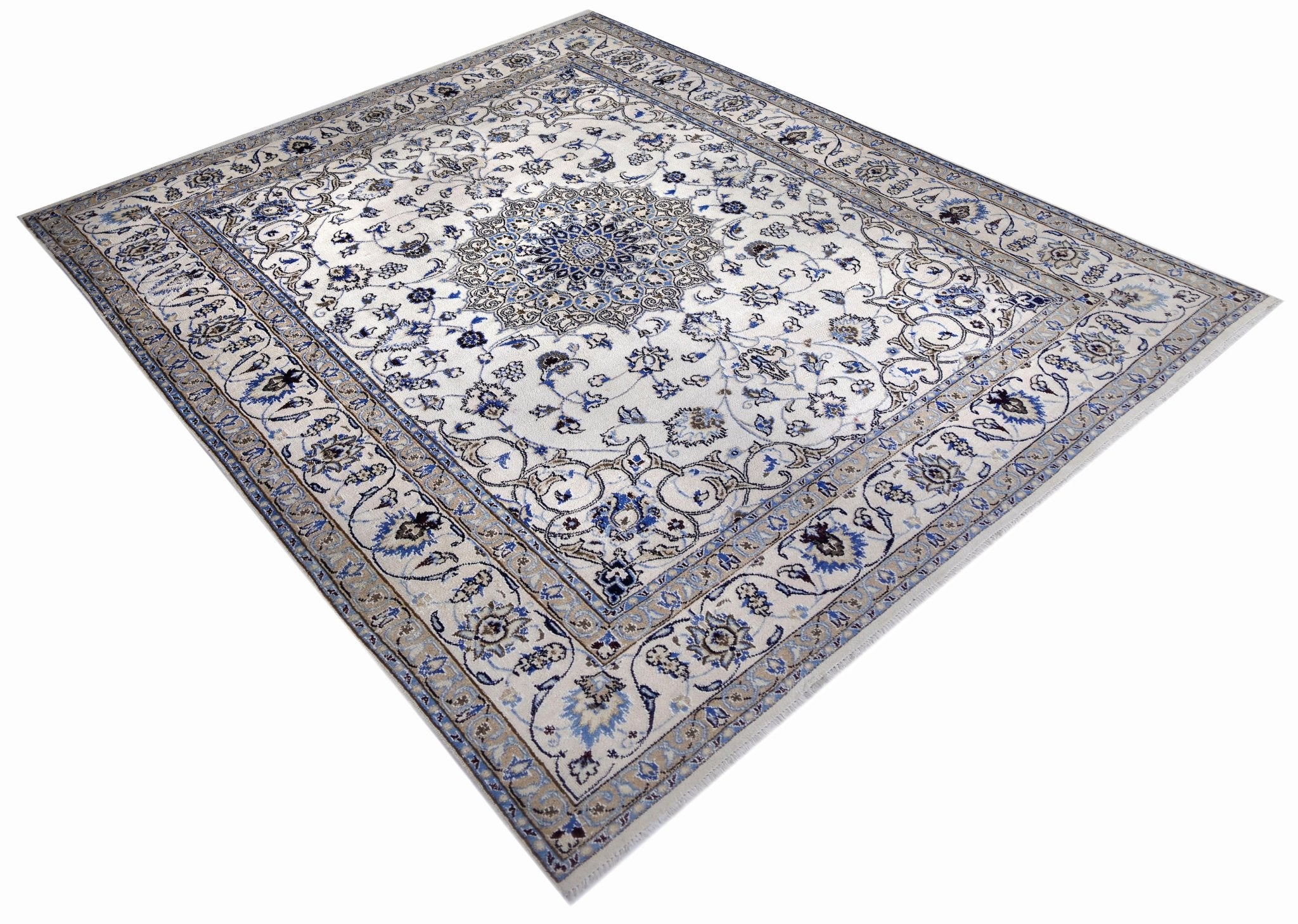 Handmade Vintage Persian Nain Rug | 252 x 191 cm | 8'3" x 6'3" - Najaf Rugs & Textile