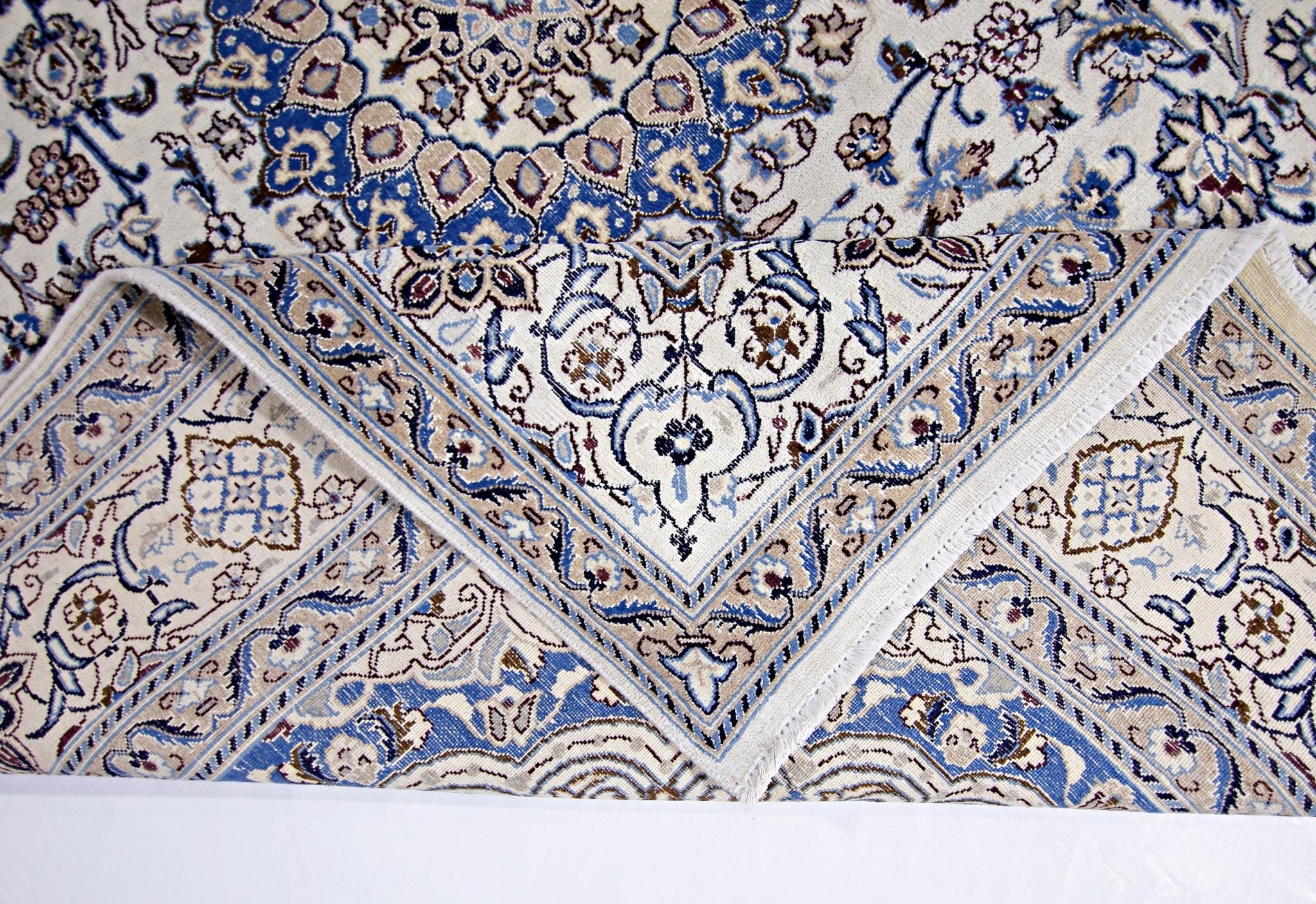 Handmade Vintage Persian Nain Rug | 253 x 202 cm | 8'3" x 6'7" - Najaf Rugs & Textile