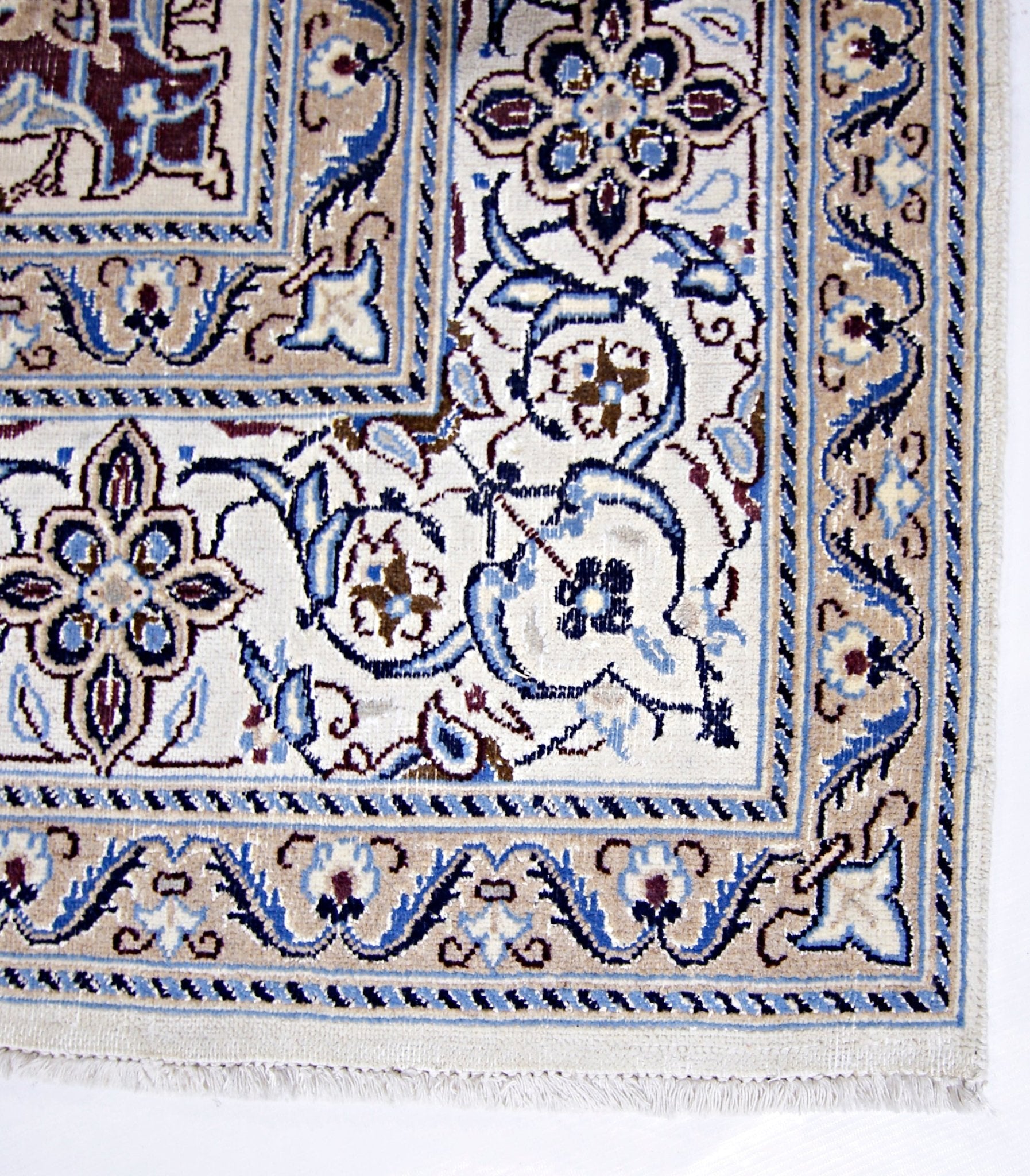 Handmade Vintage Persian Nain Rug | 253 x 202 cm | 8'3" x 6'7" - Najaf Rugs & Textile