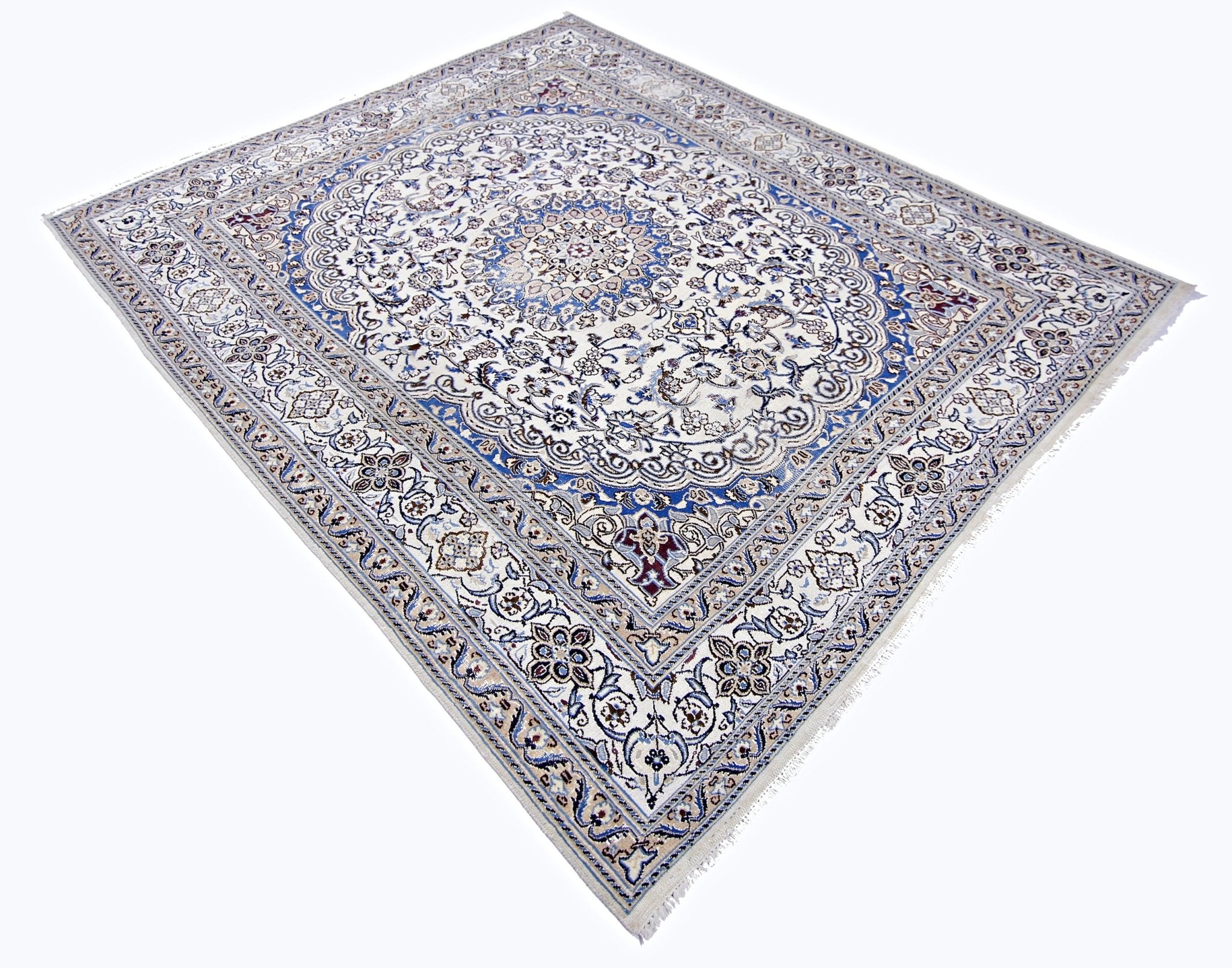 Handmade Vintage Persian Nain Rug | 253 x 202 cm | 8'3" x 6'7" - Najaf Rugs & Textile