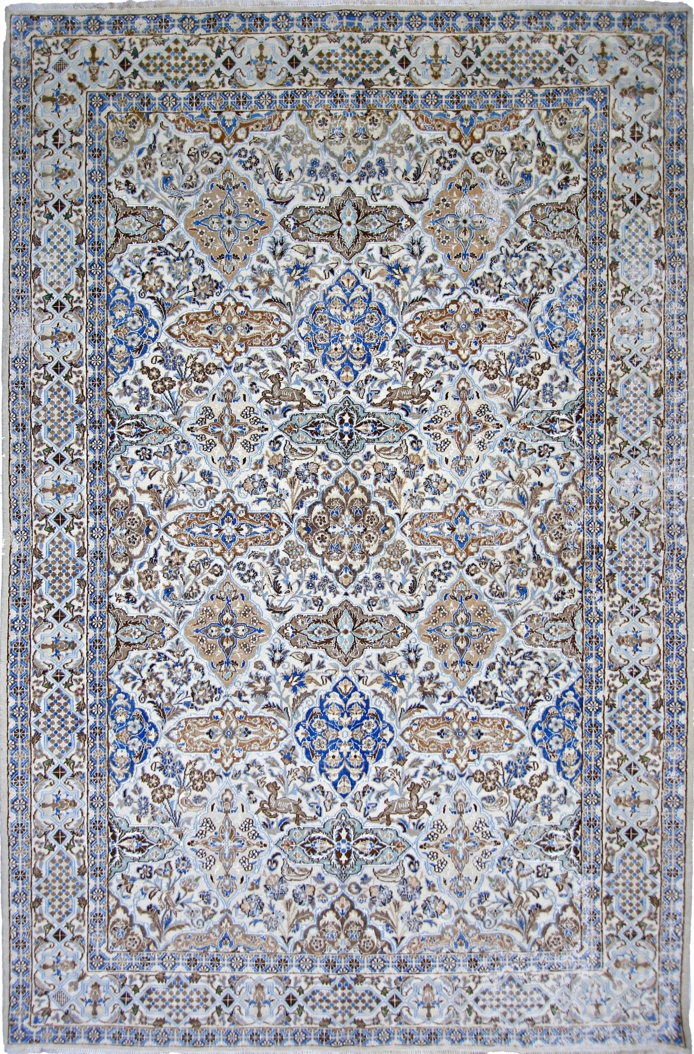 Handmade Vintage Persian Nain Rug | 256 x 166 cm | 8'4" x 5'5" - Najaf Rugs & Textile