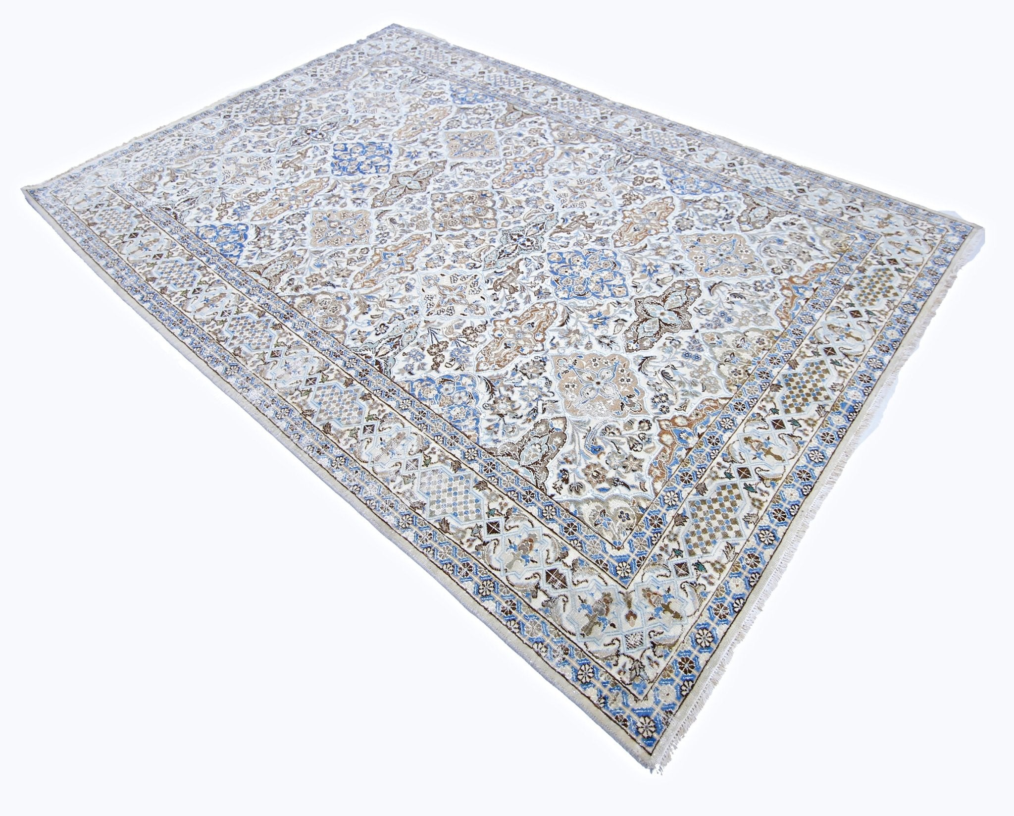 Handmade Vintage Persian Nain Rug | 256 x 166 cm | 8'4" x 5'5" - Najaf Rugs & Textile