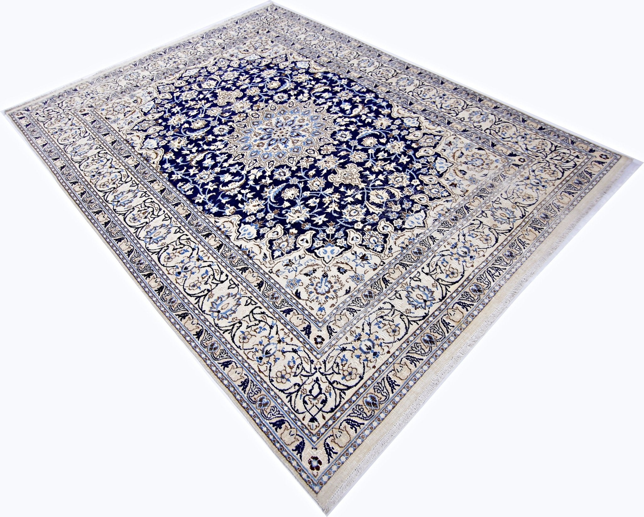 Handmade Vintage Persian Nain Rug | 272 x 198 cm | 8'11" x 6'6" - Najaf Rugs & Textile