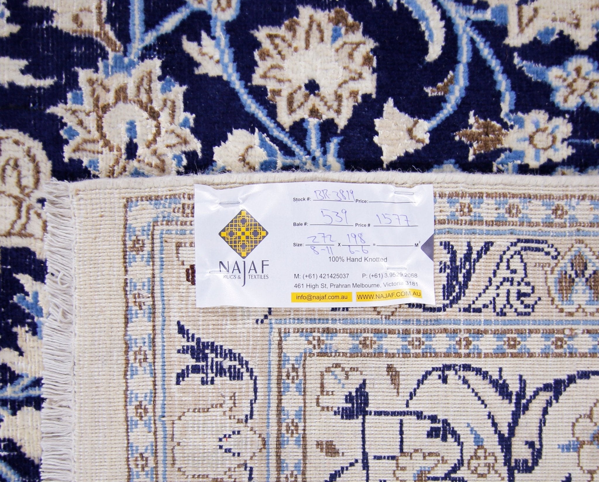 Handmade Vintage Persian Nain Rug | 272 x 198 cm | 8'11" x 6'6" - Najaf Rugs & Textile