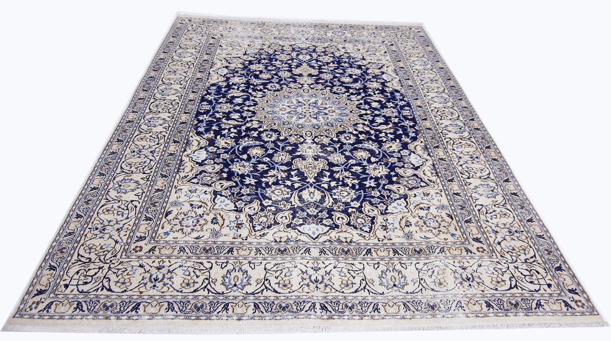 Handmade Vintage Persian Nain Rug | 272 x 198 cm | 8'11" x 6'6" - Najaf Rugs & Textile