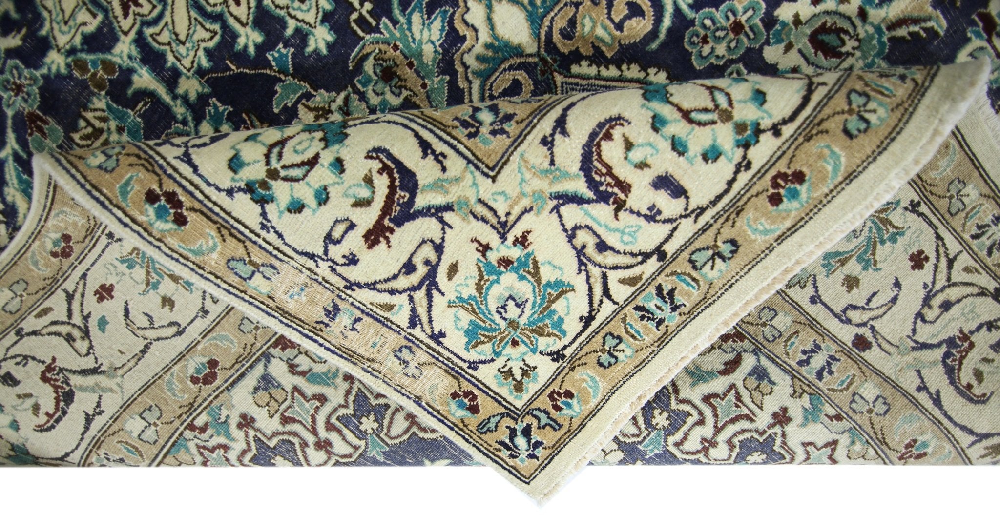 Handmade Vintage Persian Nain Rug | 276 x 191 cm | 9'1" x 6'3" - Najaf Rugs & Textile