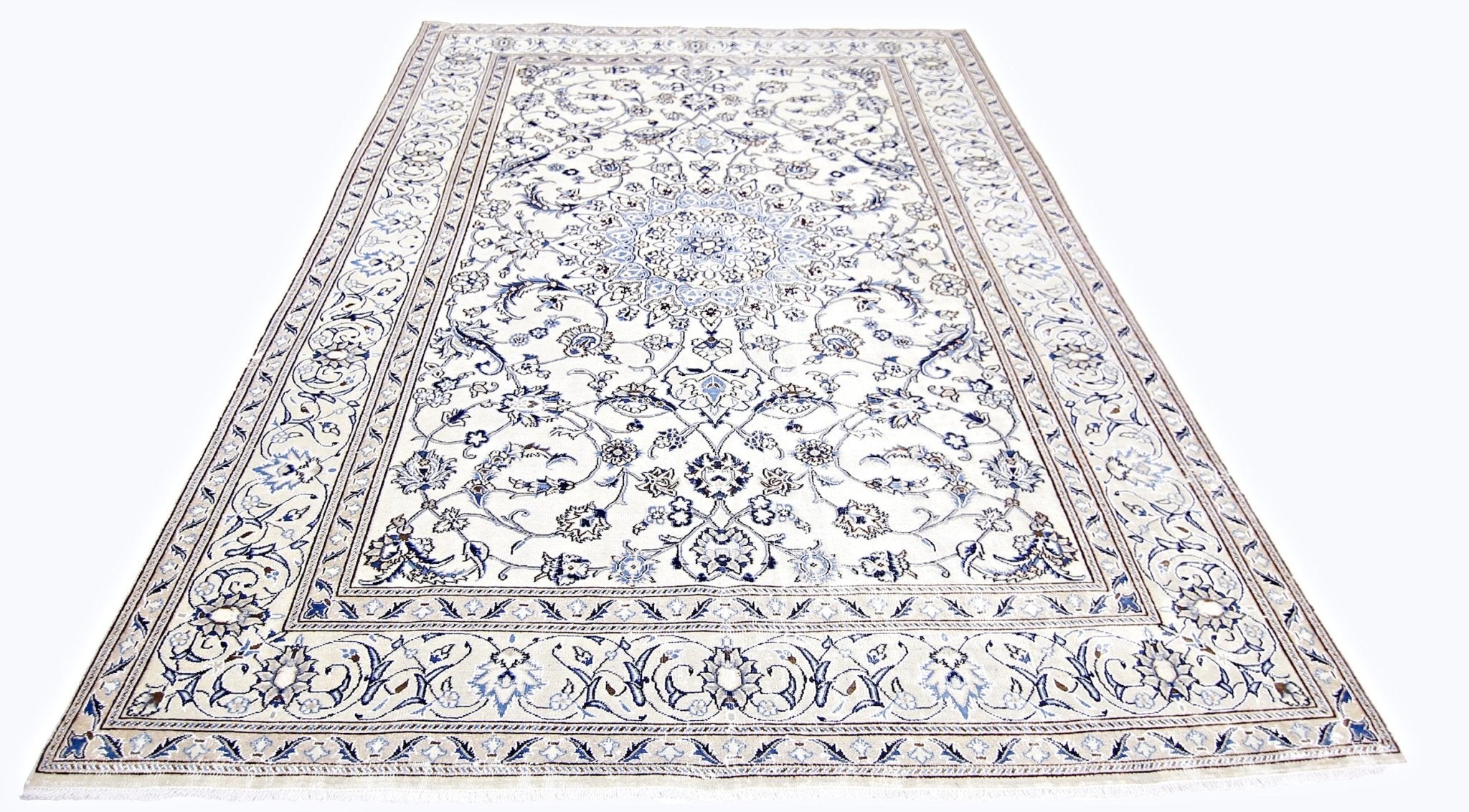 Handmade Vintage Persian Nain Rug | 289 x 197 cm | 9'6" x 6'5" - Najaf Rugs & Textile