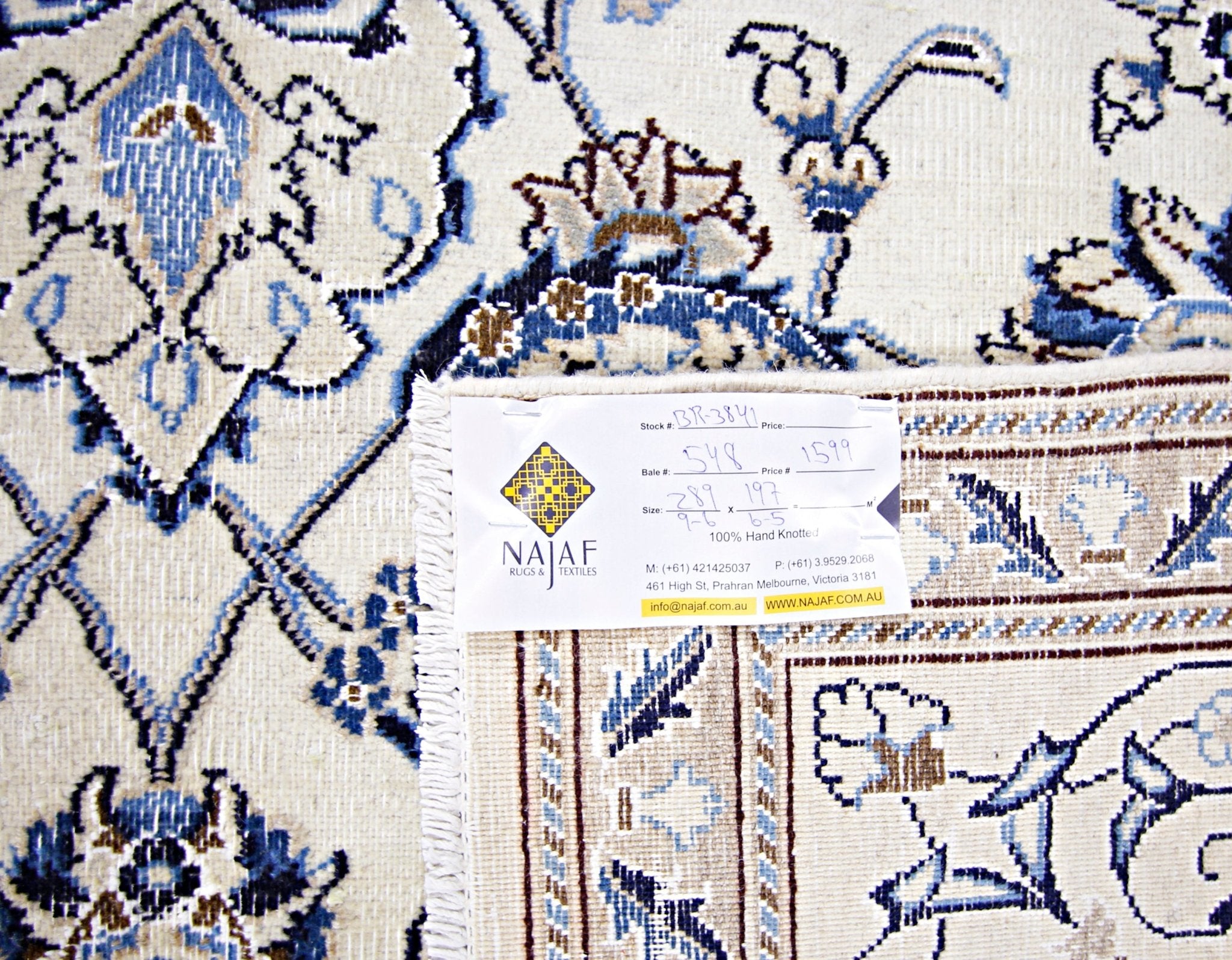 Handmade Vintage Persian Nain Rug | 289 x 197 cm | 9'6" x 6'5" - Najaf Rugs & Textile