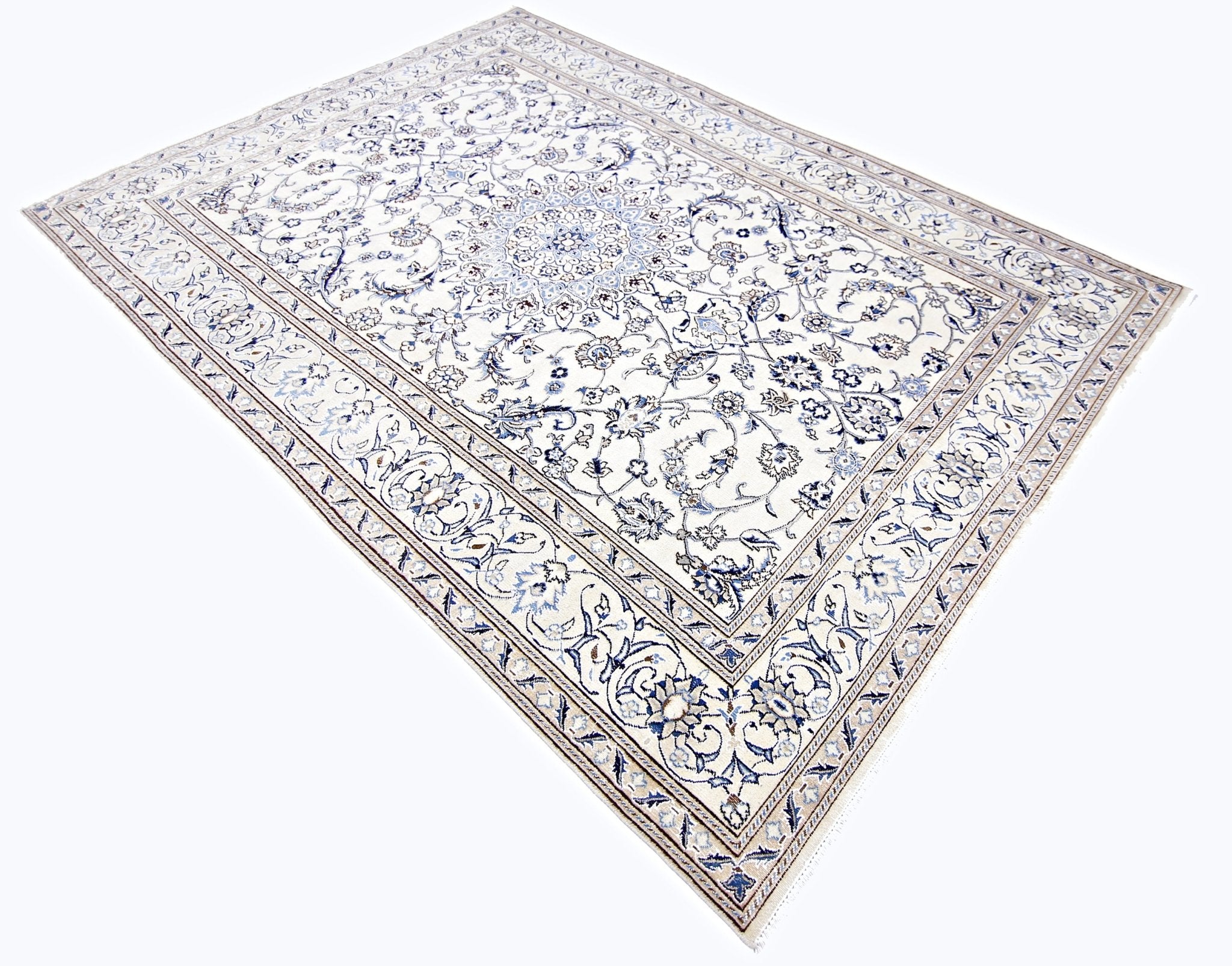 Handmade Vintage Persian Nain Rug | 289 x 197 cm | 9'6" x 6'5" - Najaf Rugs & Textile