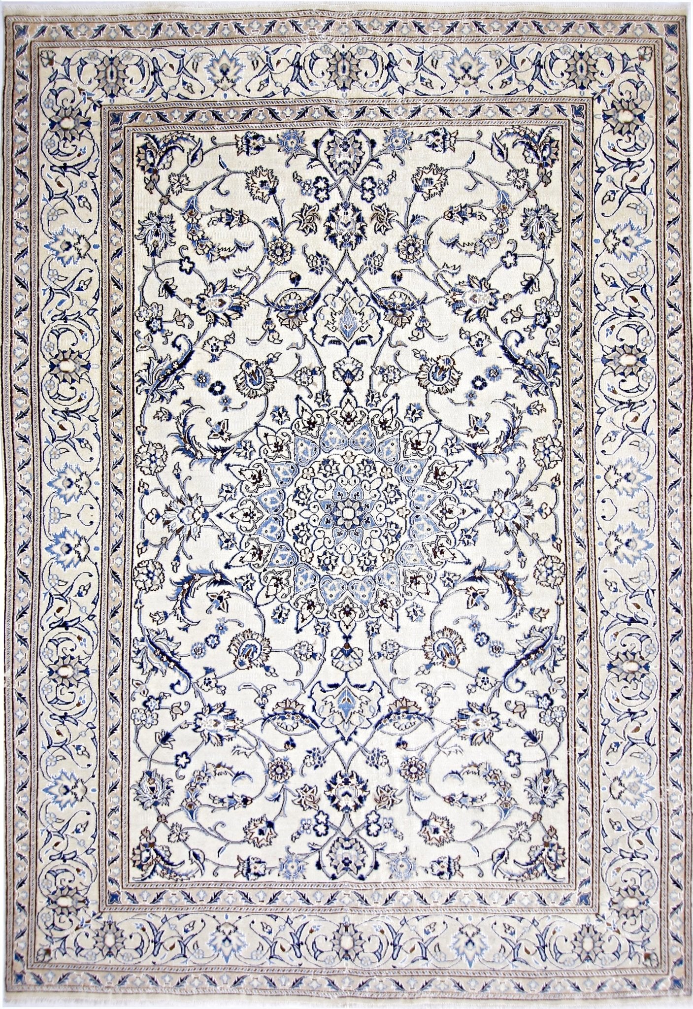 Handmade Vintage Persian Nain Rug | 289 x 197 cm | 9'6" x 6'5" - Najaf Rugs & Textile