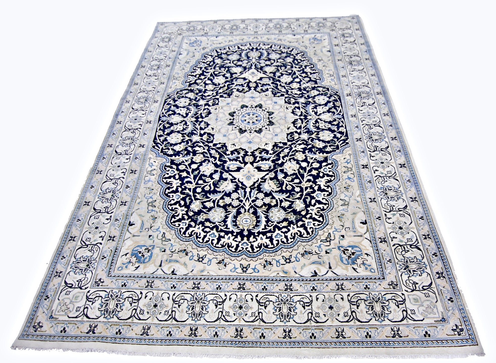Handmade Vintage Persian Nain Rug | 299 x 198 cm | 9'10" x 6'6" - Najaf Rugs & Textile