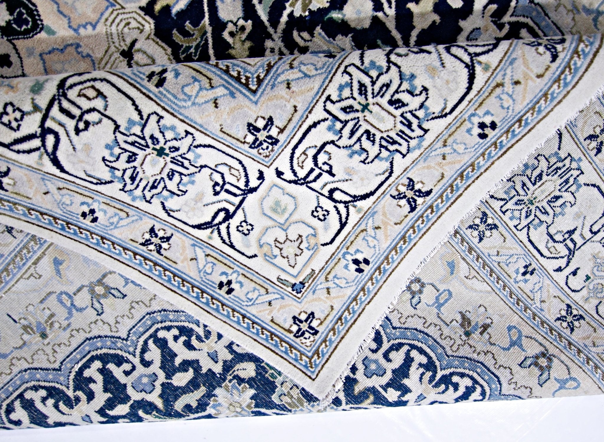 Handmade Vintage Persian Nain Rug | 299 x 198 cm | 9'10" x 6'6" - Najaf Rugs & Textile