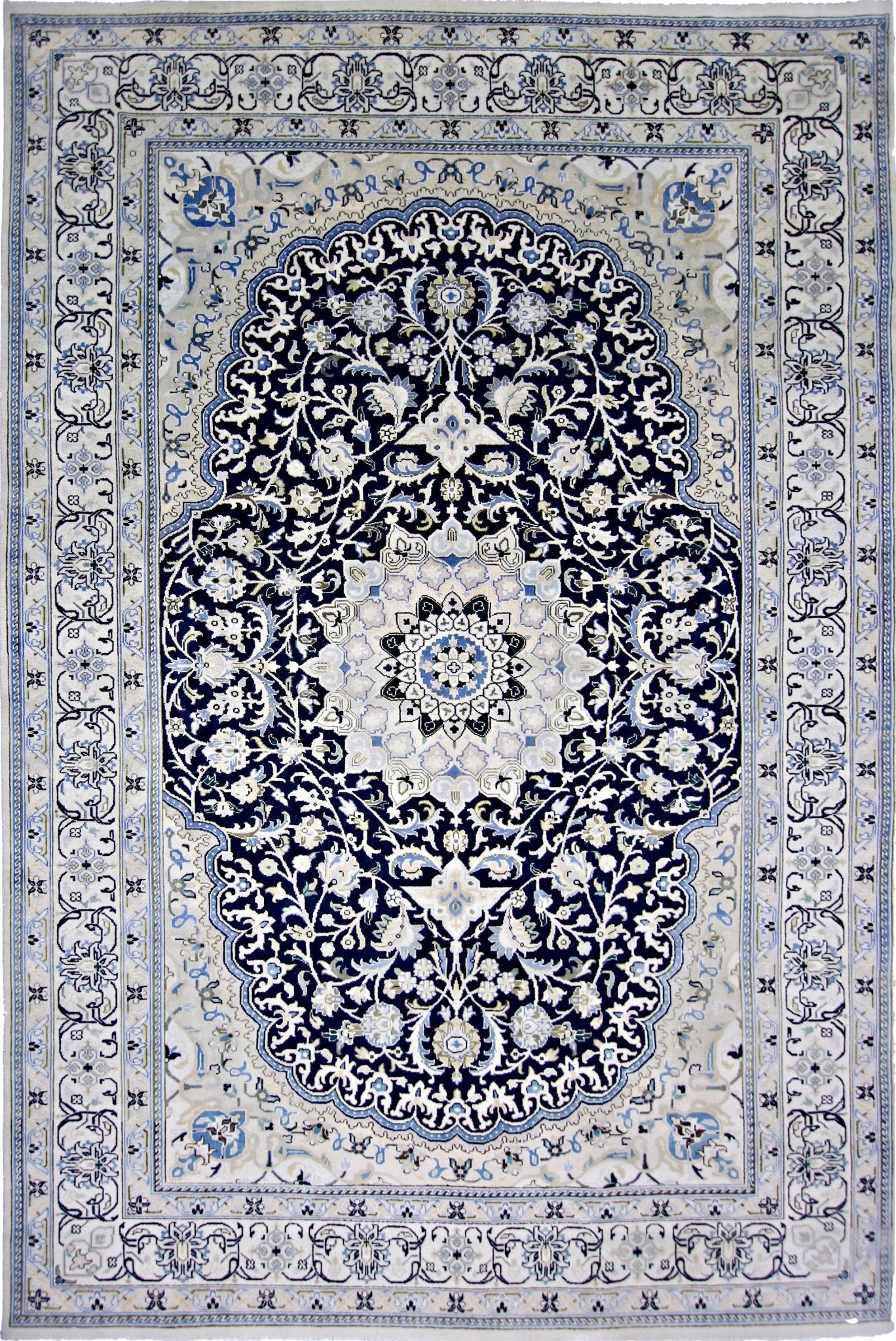 Handmade Vintage Persian Nain Rug | 299 x 198 cm | 9'10" x 6'6" - Najaf Rugs & Textile