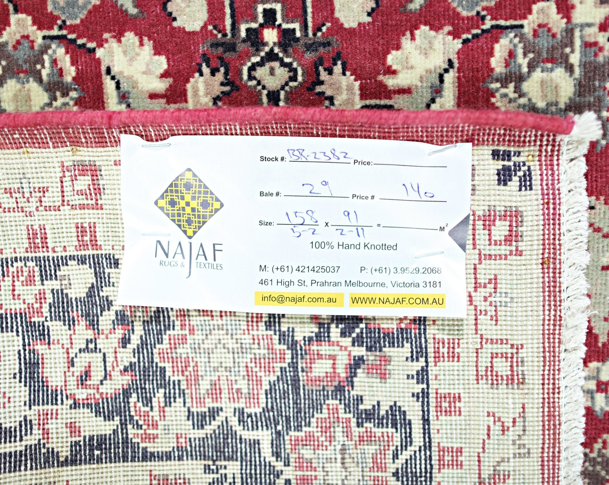 Handmade Vintage Persian Najafabad Rug | 158 x 91 cm | 5'2" x 2'11" - Najaf Rugs & Textile
