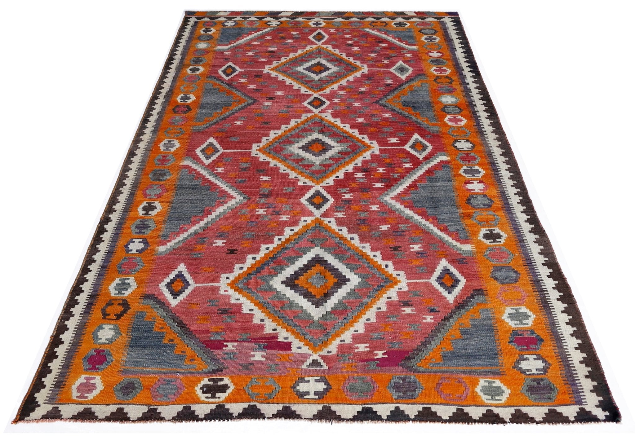 Handmade Vintage Persian Qashqai Kilim | 283 x 154 cm | 9'3" x 5' - Najaf Rugs & Textile