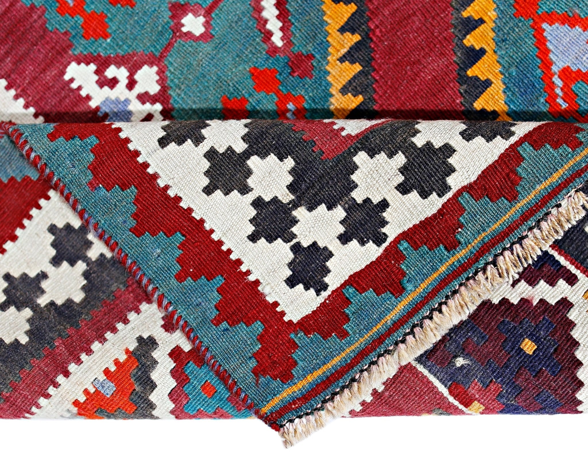 Handmade Vintage Persian Qashqai Kilim | 283 x 175 cm | 9'3" x 5'9" - Najaf Rugs & Textile