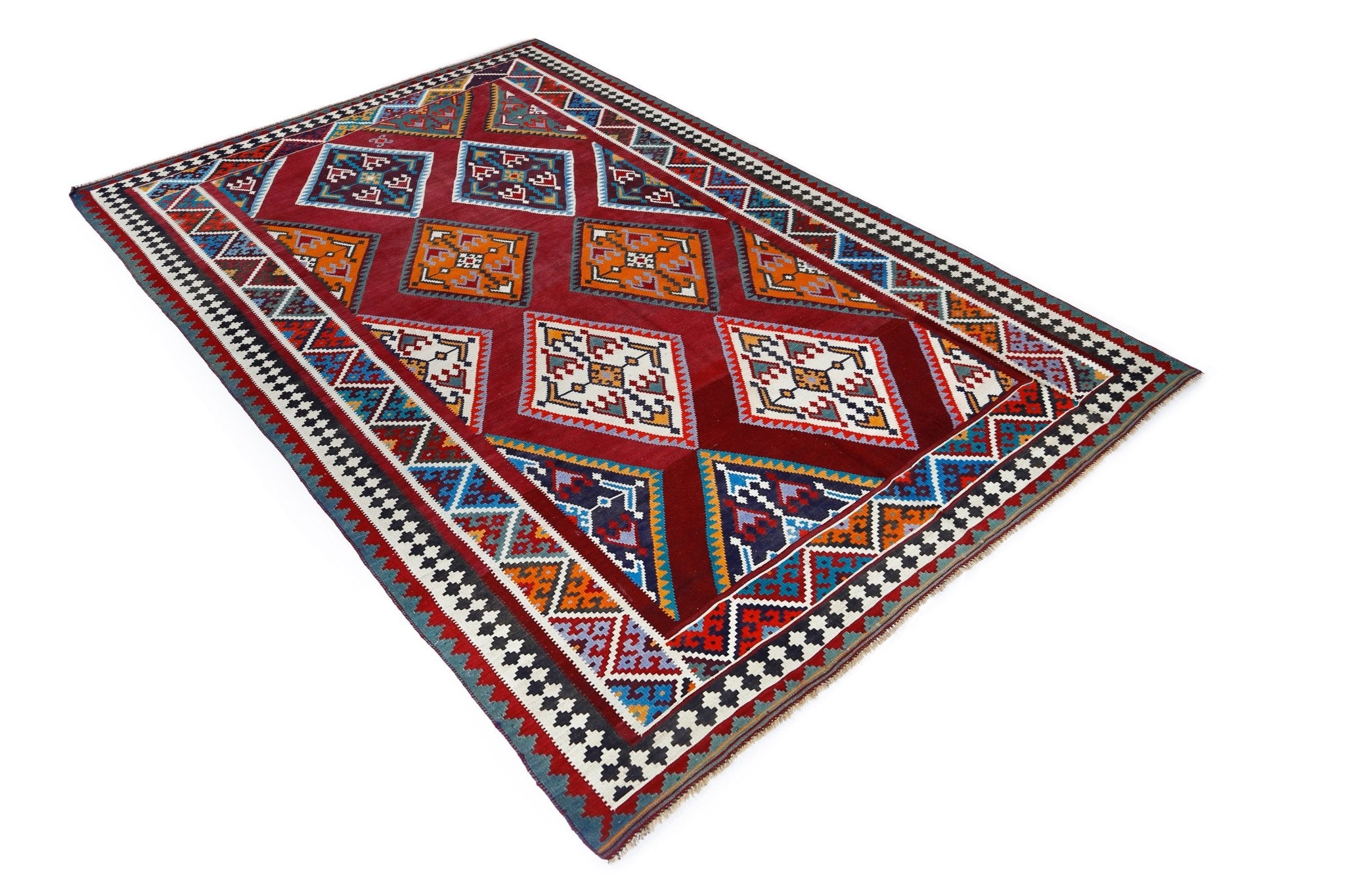 Handmade Vintage Persian Qashqai Kilim | 283 x 175 cm | 9'3" x 5'9" - Najaf Rugs & Textile