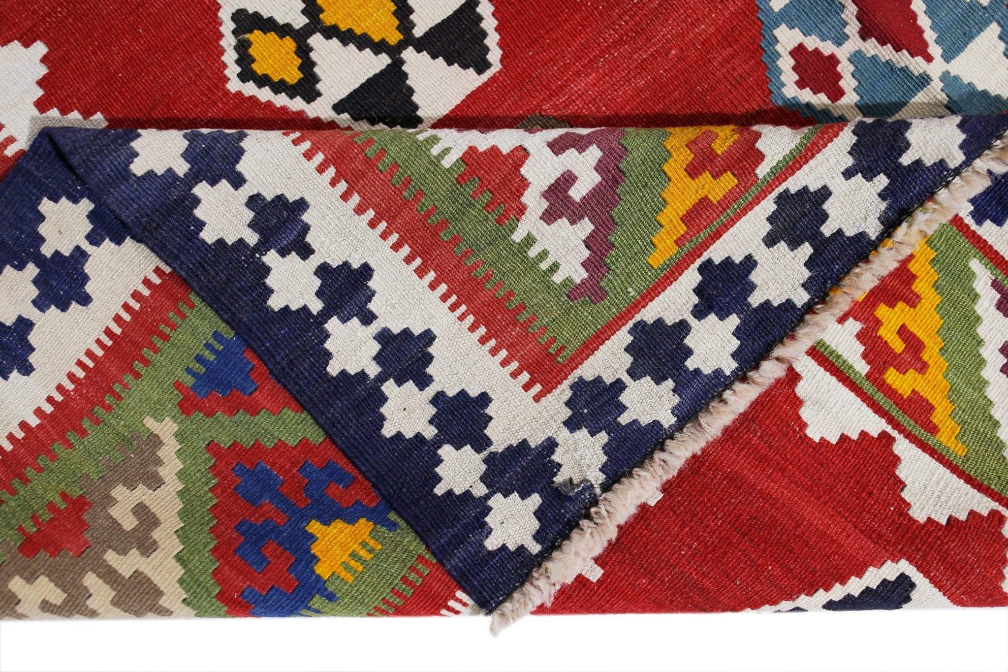 Handmade Vintage Persian Qashqai Kilim | 293 x 166 cm | 9'7" x 5'5" - Najaf Rugs & Textile