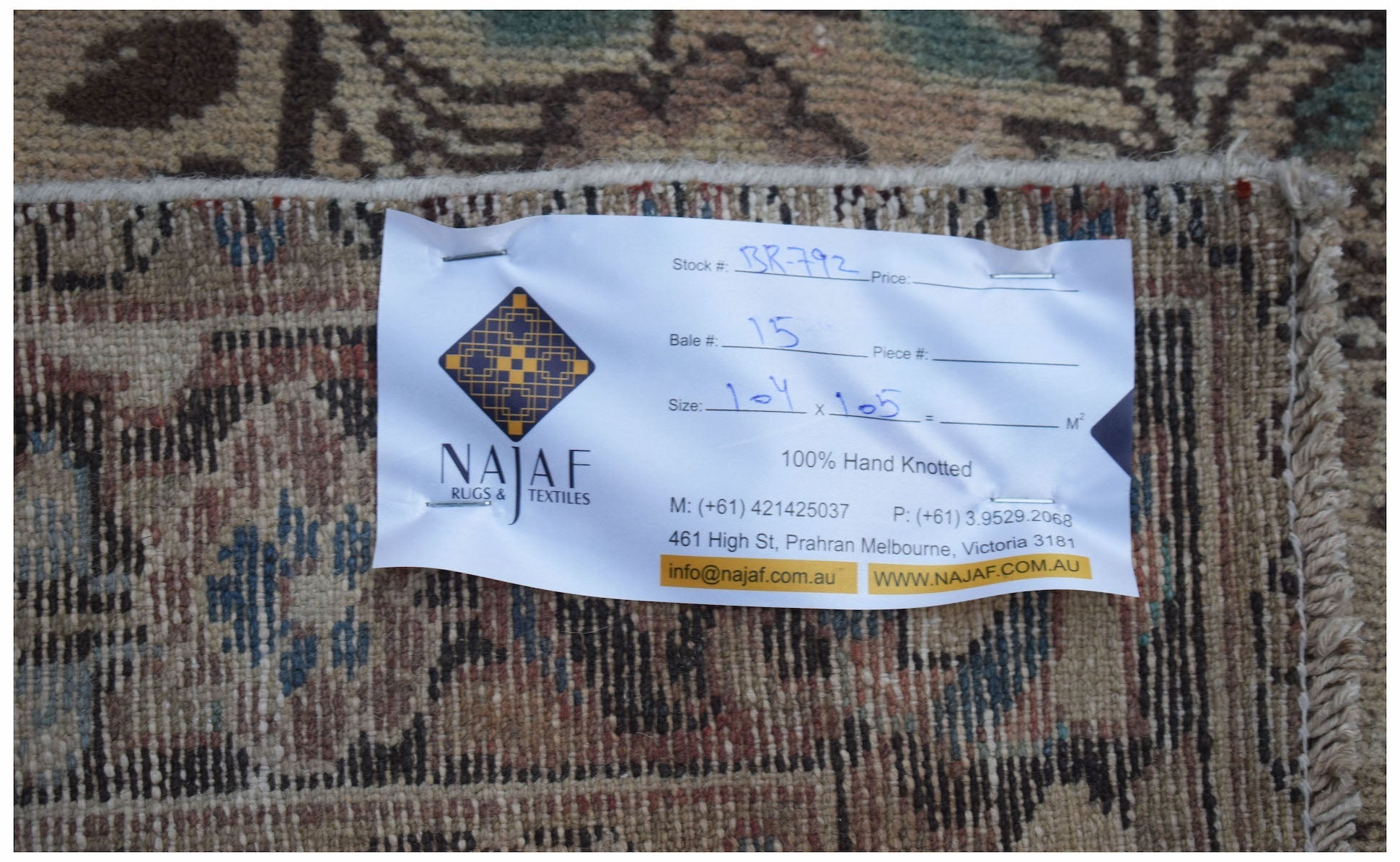 Handmade Vintage Persian Rug | 105 x 104 cm | 3'5" x 3'5" - Najaf Rugs & Textile