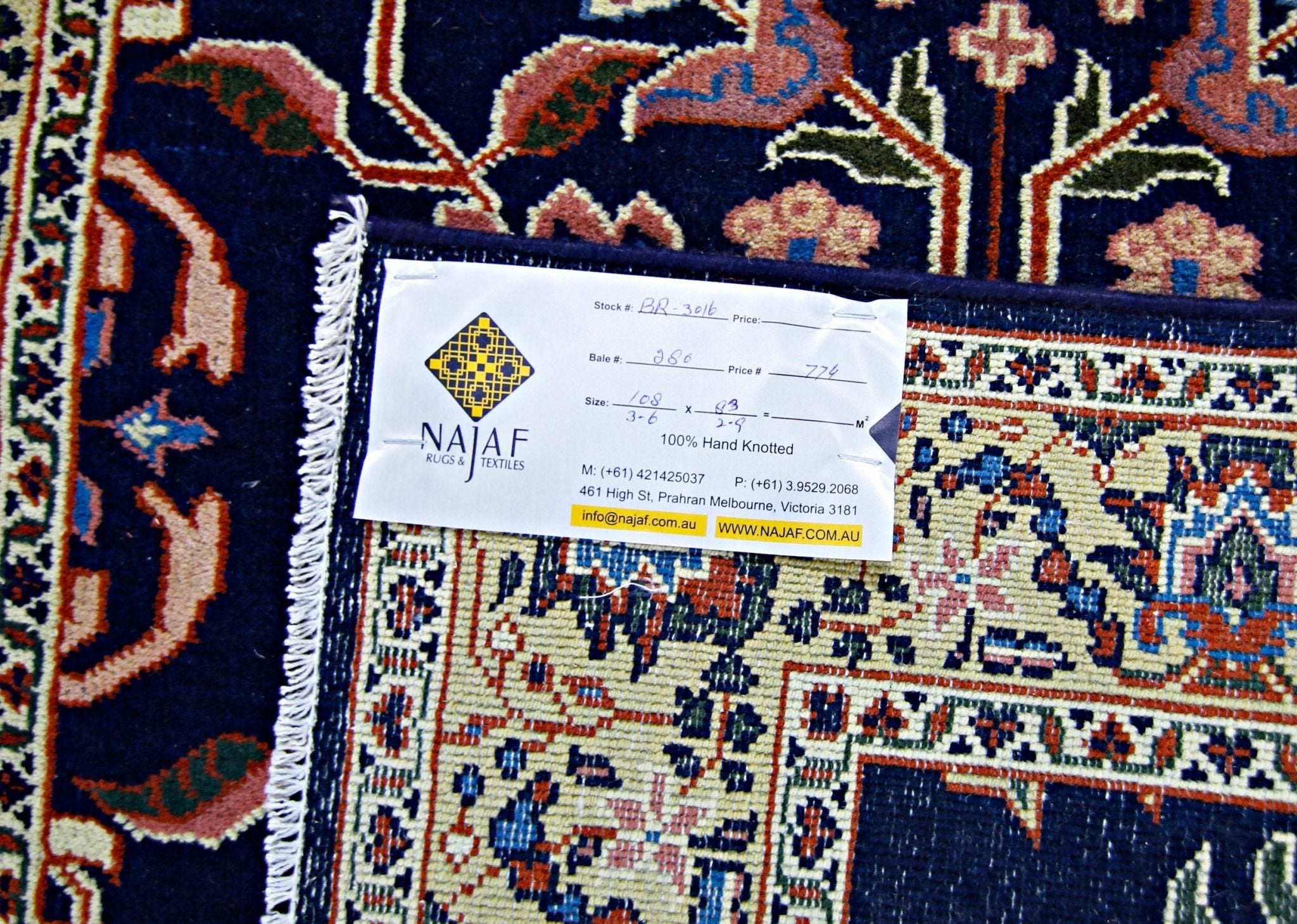 Handmade Vintage Persian Rug | 108 x 83 cm | 3'6" x 2'9" - Najaf Rugs & Textile