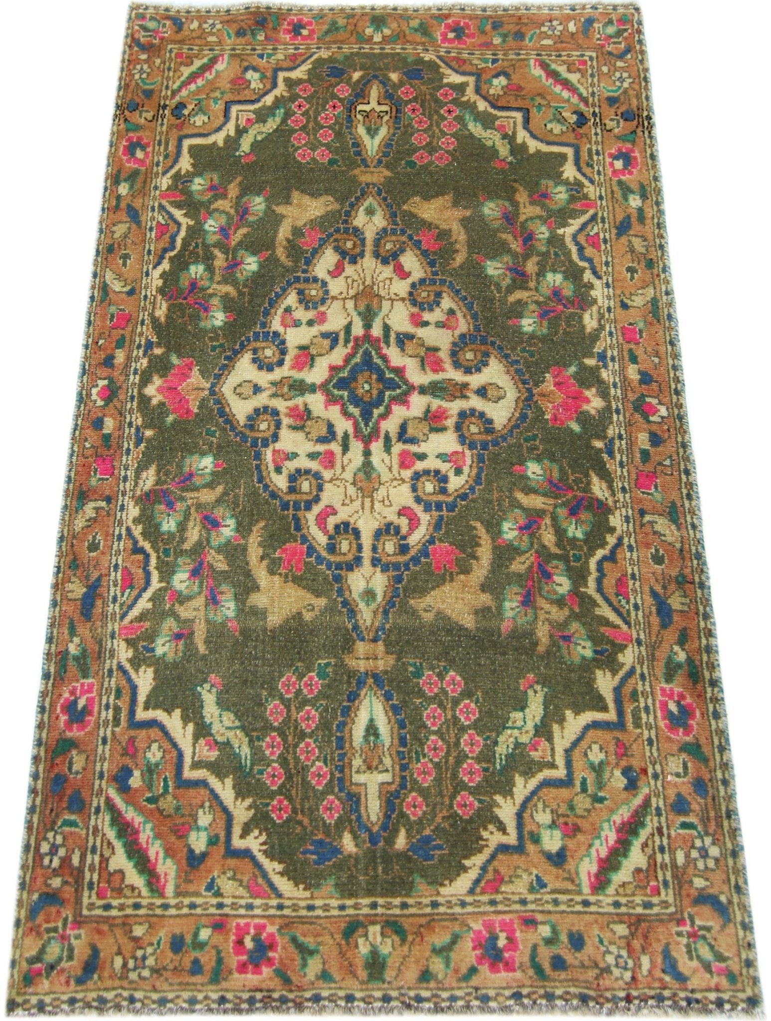 Handmade Vintage Persian Rug | 111 x 68 cm | 3'8" x 2'3" - Najaf Rugs & Textile