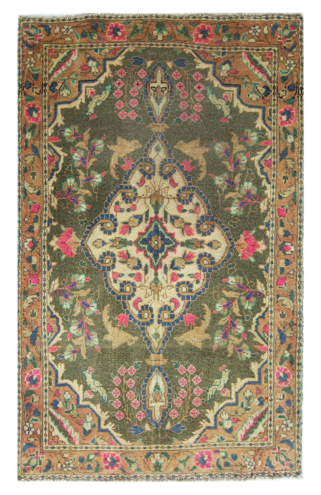 Handmade Vintage Persian Rug | 111 x 68 cm | 3'8" x 2'3" - Najaf Rugs & Textile