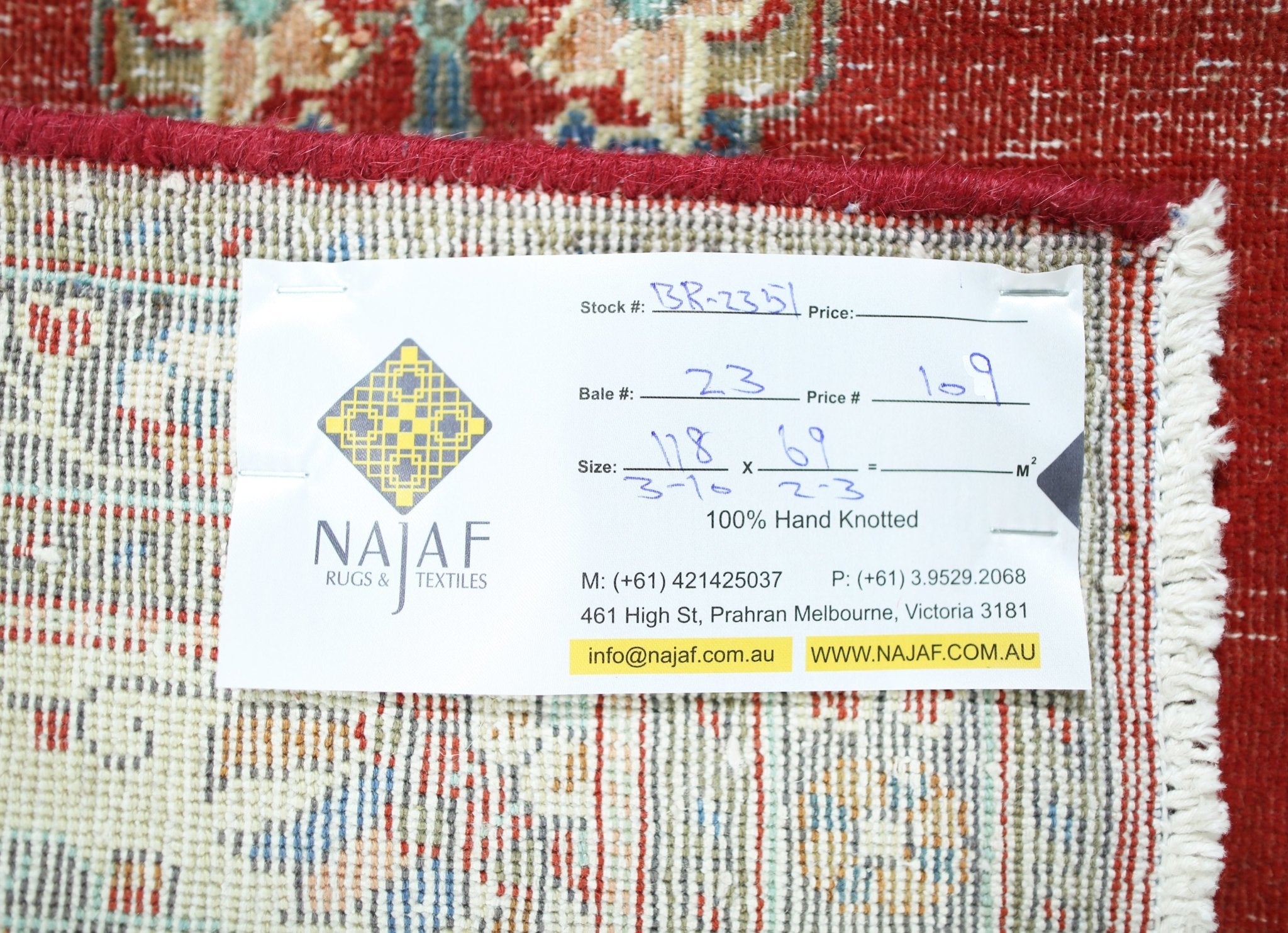 Handmade Vintage Persian Rug | 118 x 69 cm | 3'10" x 2'3" - Najaf Rugs & Textile