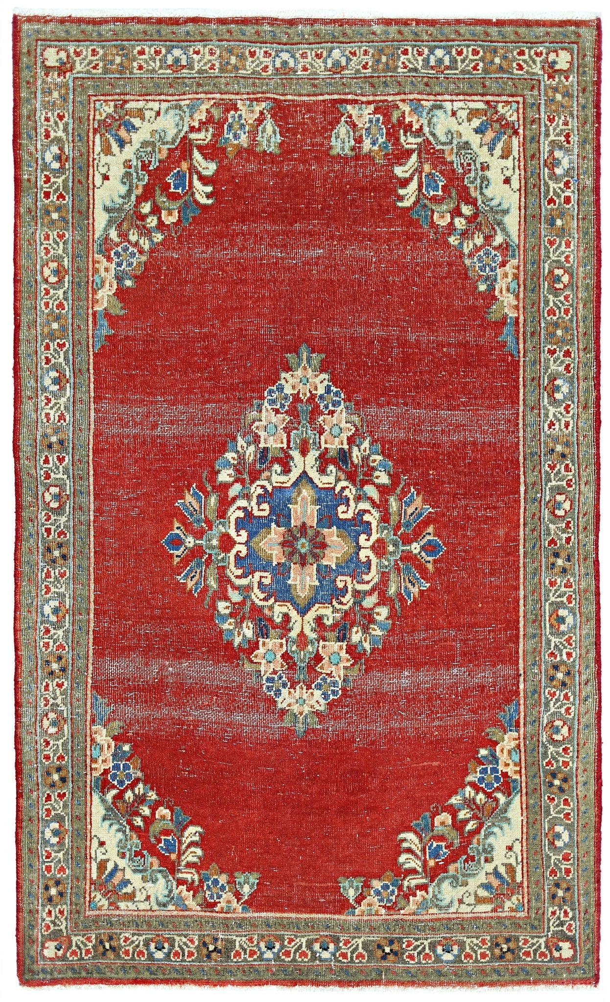 Handmade Vintage Persian Rug | 118 x 69 cm | 3'10" x 2'3" - Najaf Rugs & Textile
