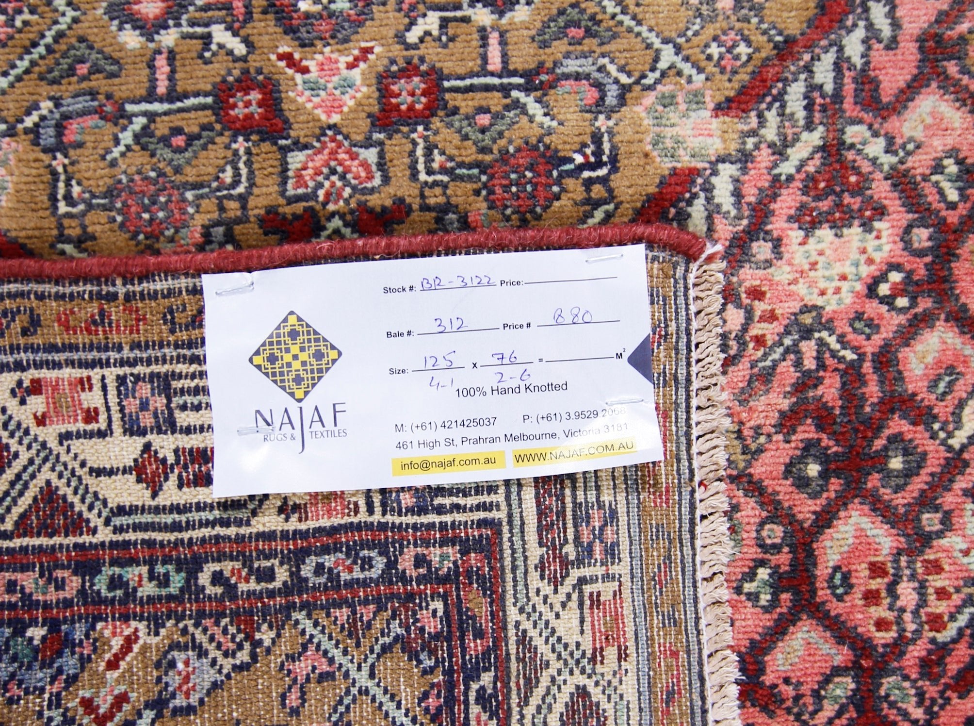 Handmade Vintage Persian Rug | 125 x 76 cm | 4'1" x 2'6" - Najaf Rugs & Textile