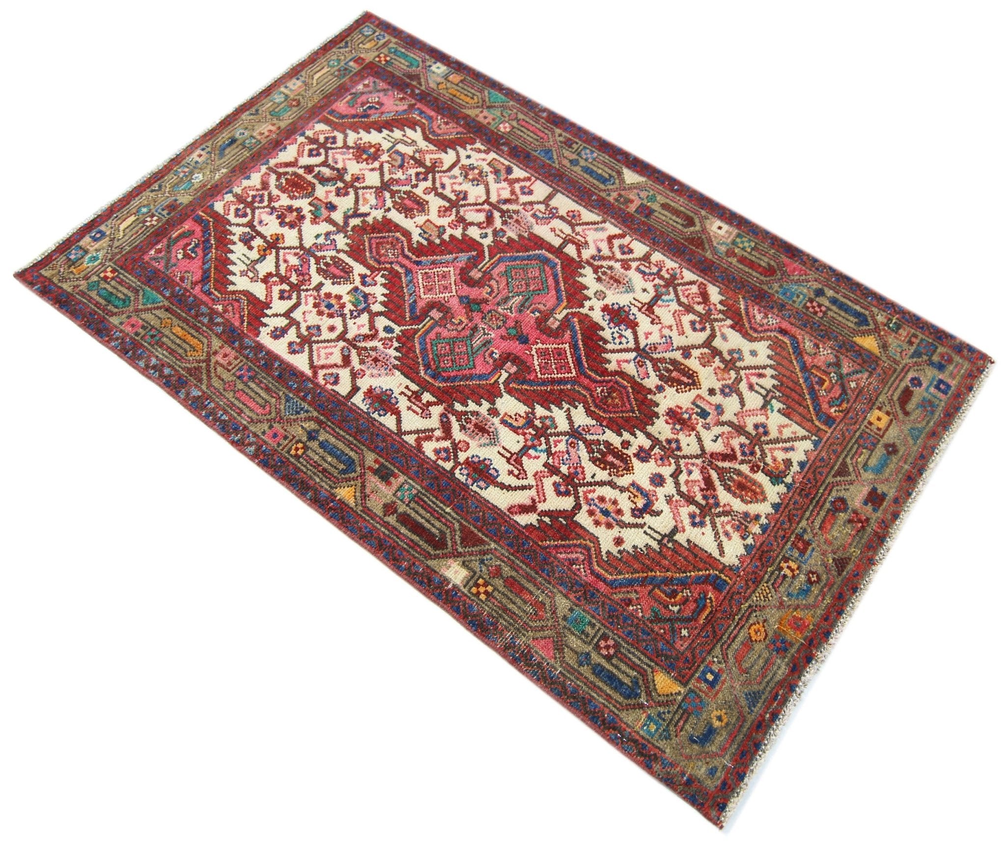 Handmade Vintage Persian Rug | 125 x 77 cm | 4'1" x 2'6" - Najaf Rugs & Textile