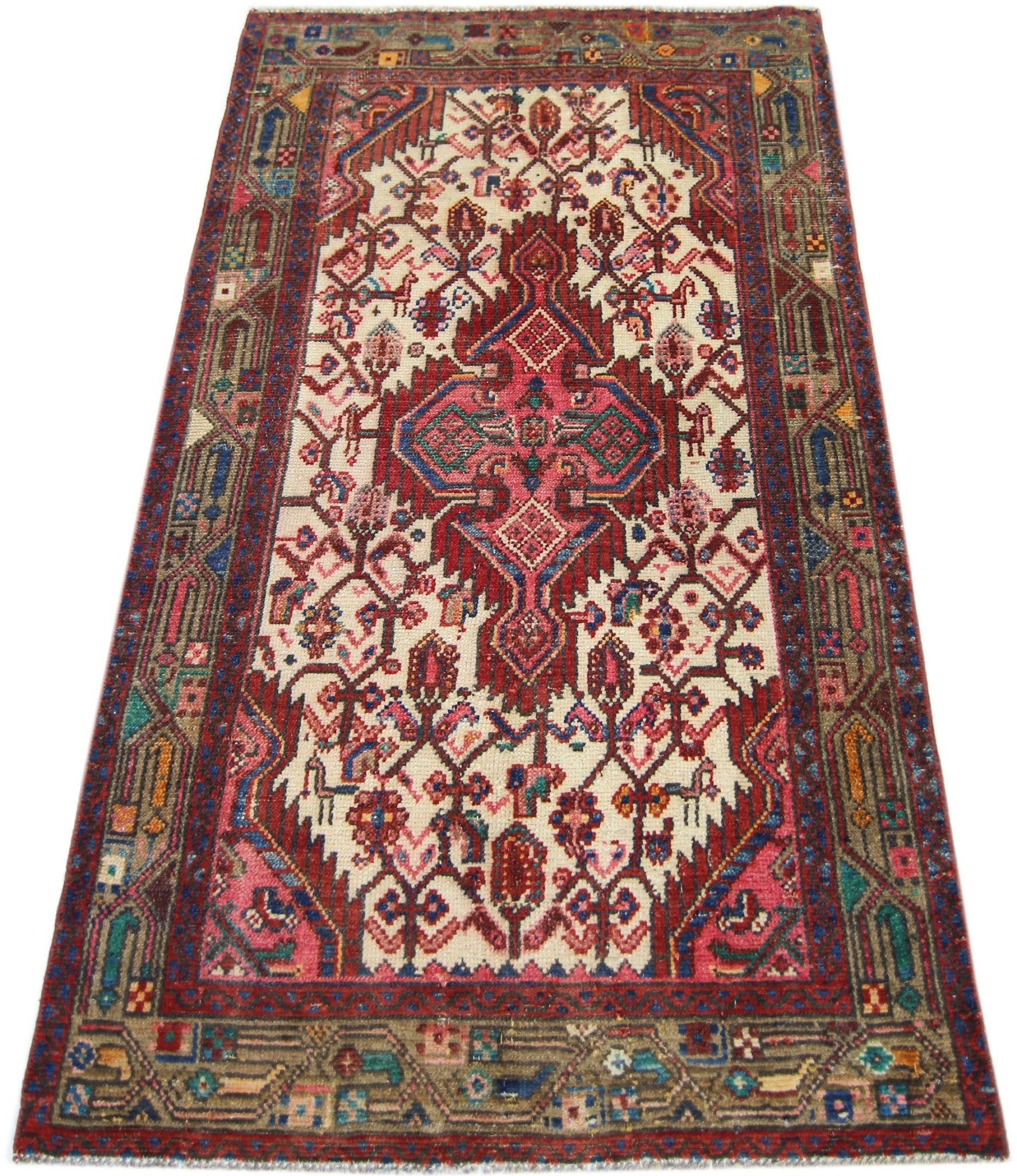 Handmade Vintage Persian Rug | 125 x 77 cm | 4'1" x 2'6" - Najaf Rugs & Textile