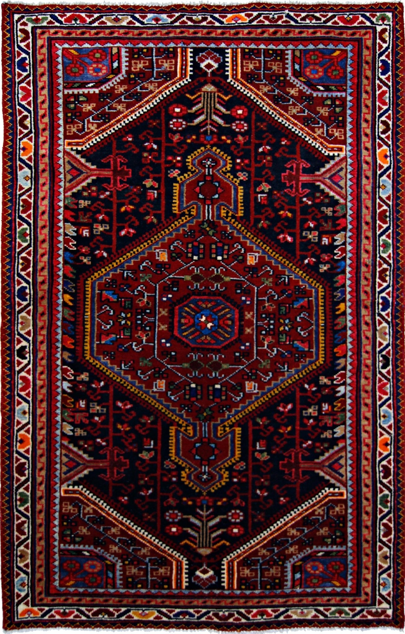 Handmade Vintage Persian Rug | 133 x 84 cm | 4'4" x 2'9" - Najaf Rugs & Textile