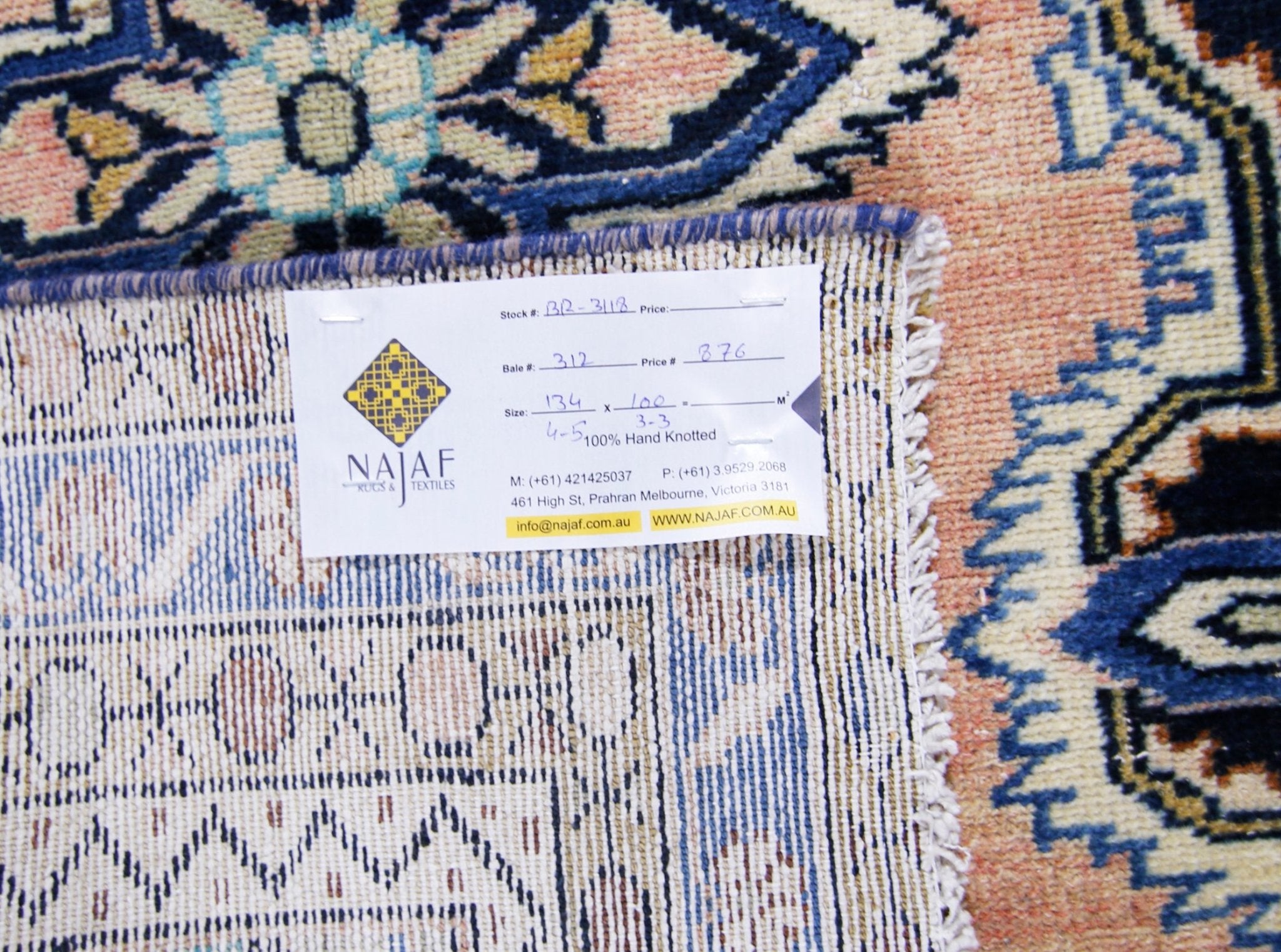 Handmade Vintage Persian Rug | 134 x 100 cm | 4'5" x 3'3" - Najaf Rugs & Textile