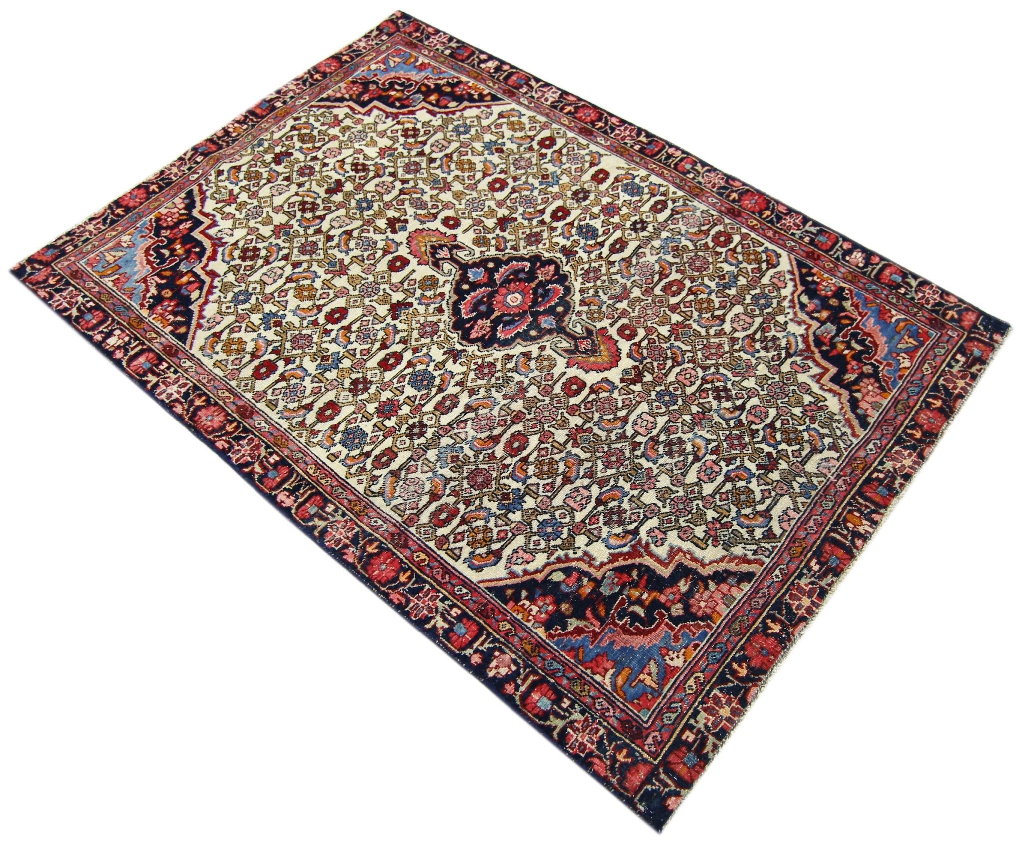 Handmade Vintage Persian Rug | 138 x 97 cm | 4'6" x 3'2" - Najaf Rugs & Textile