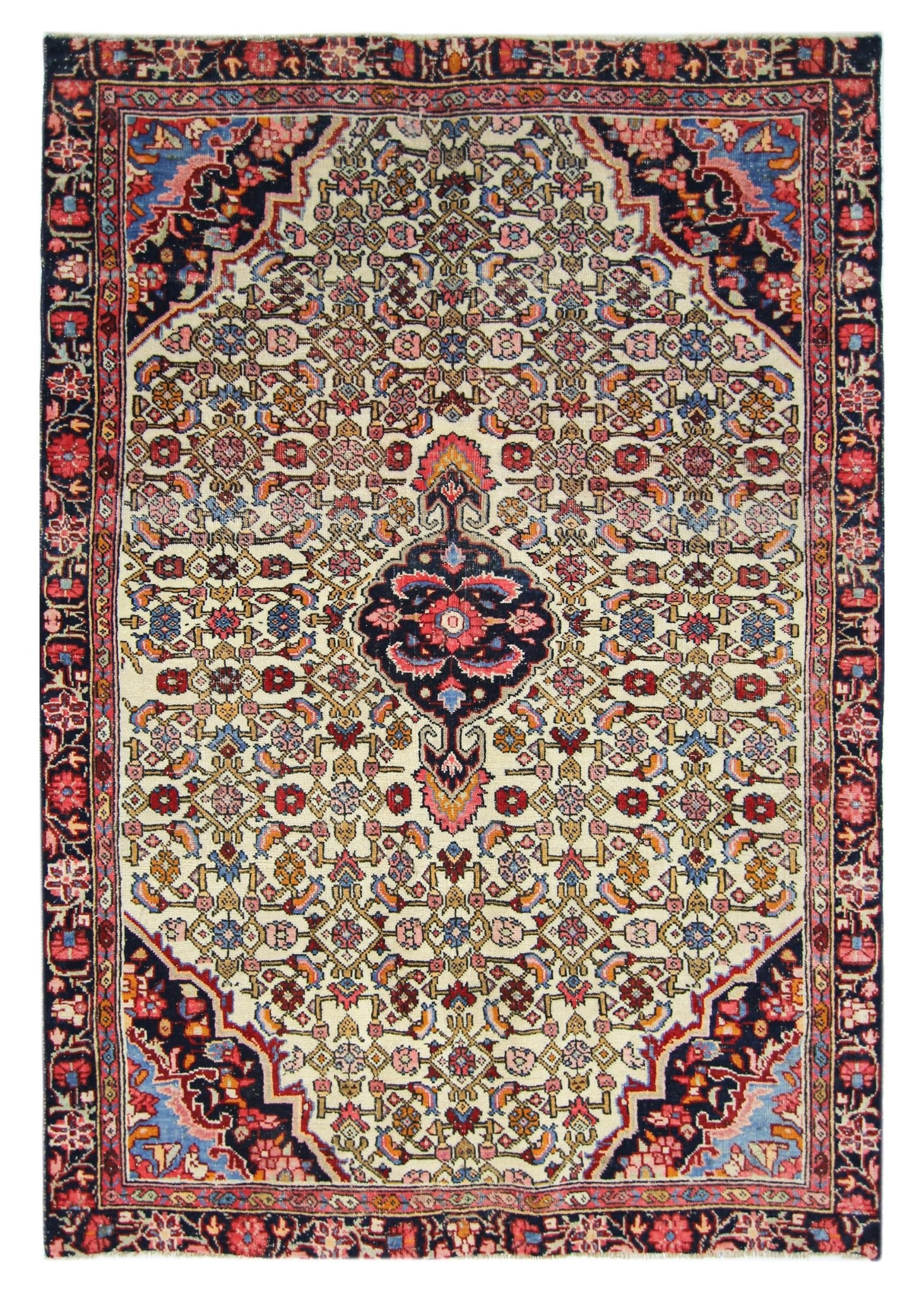 Handmade Vintage Persian Rug | 138 x 97 cm | 4'6" x 3'2" - Najaf Rugs & Textile