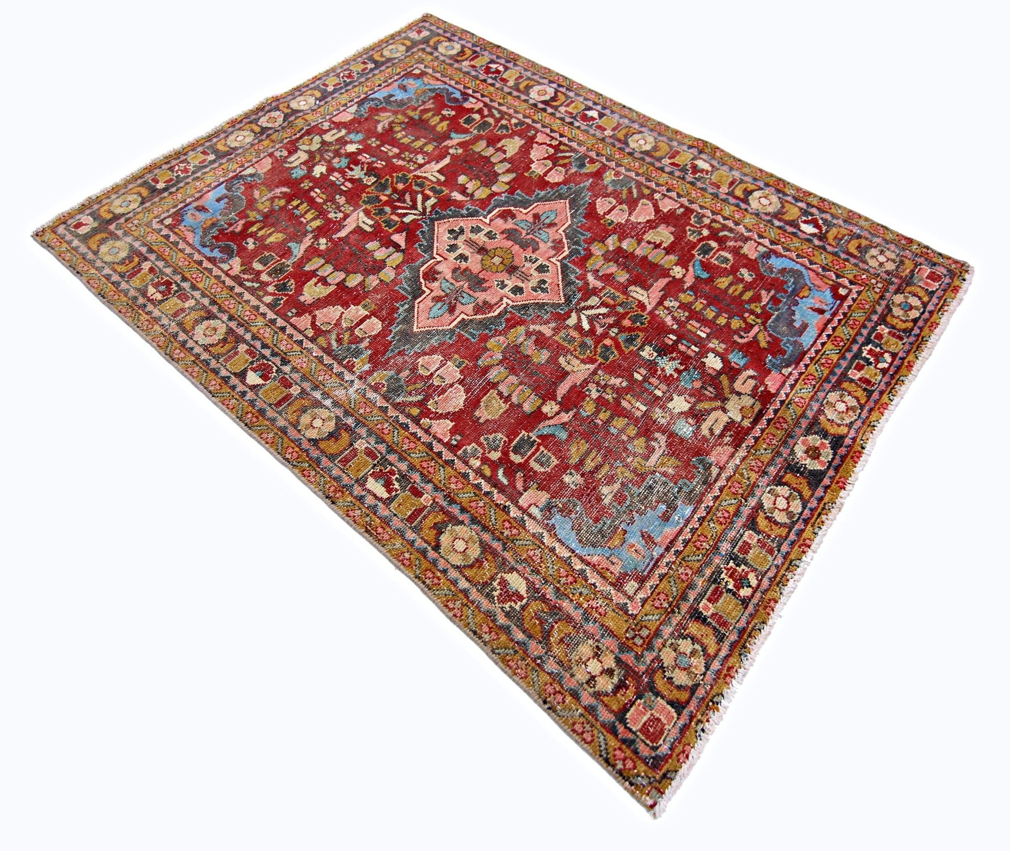 Handmade Vintage Persian Rug | 141 x 193 cm | 4'7" x 3'4" - Najaf Rugs & Textile