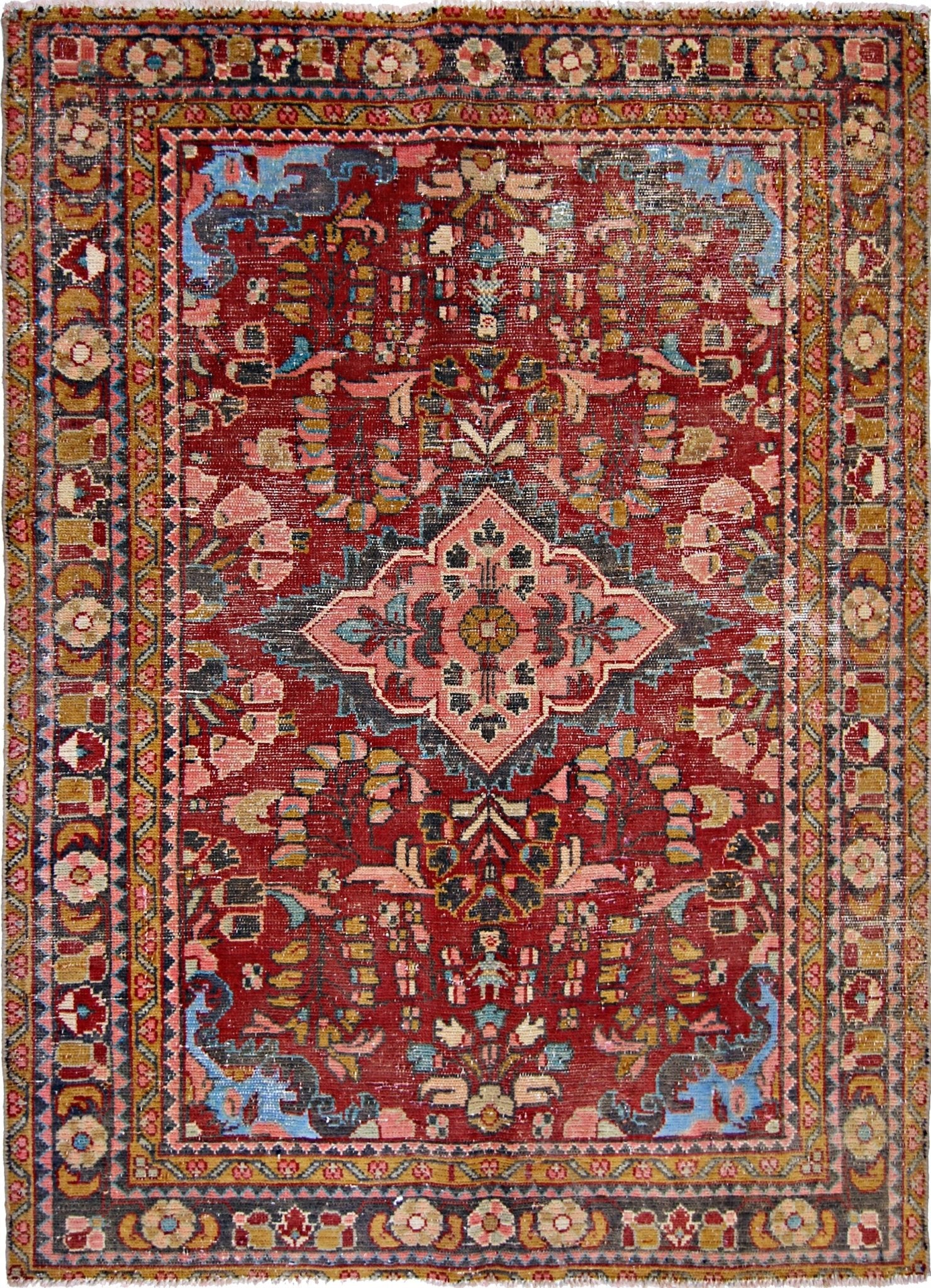 Handmade Vintage Persian Rug | 141 x 193 cm | 4'7" x 3'4" - Najaf Rugs & Textile