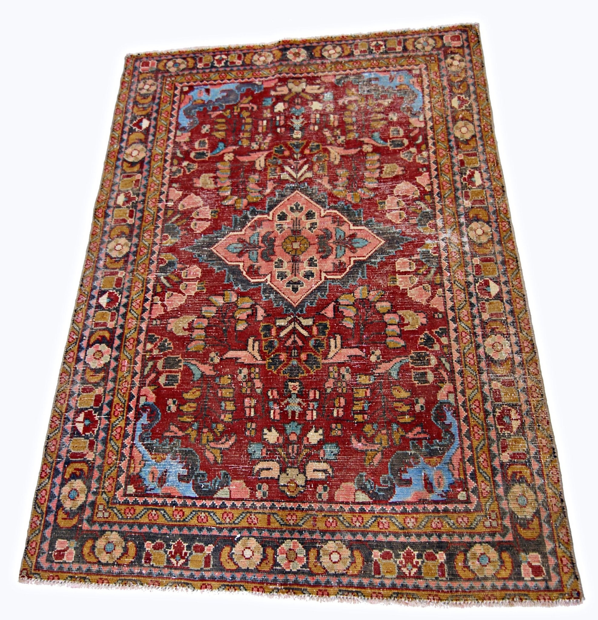 Handmade Vintage Persian Rug | 141 x 193 cm | 4'7" x 3'4" - Najaf Rugs & Textile