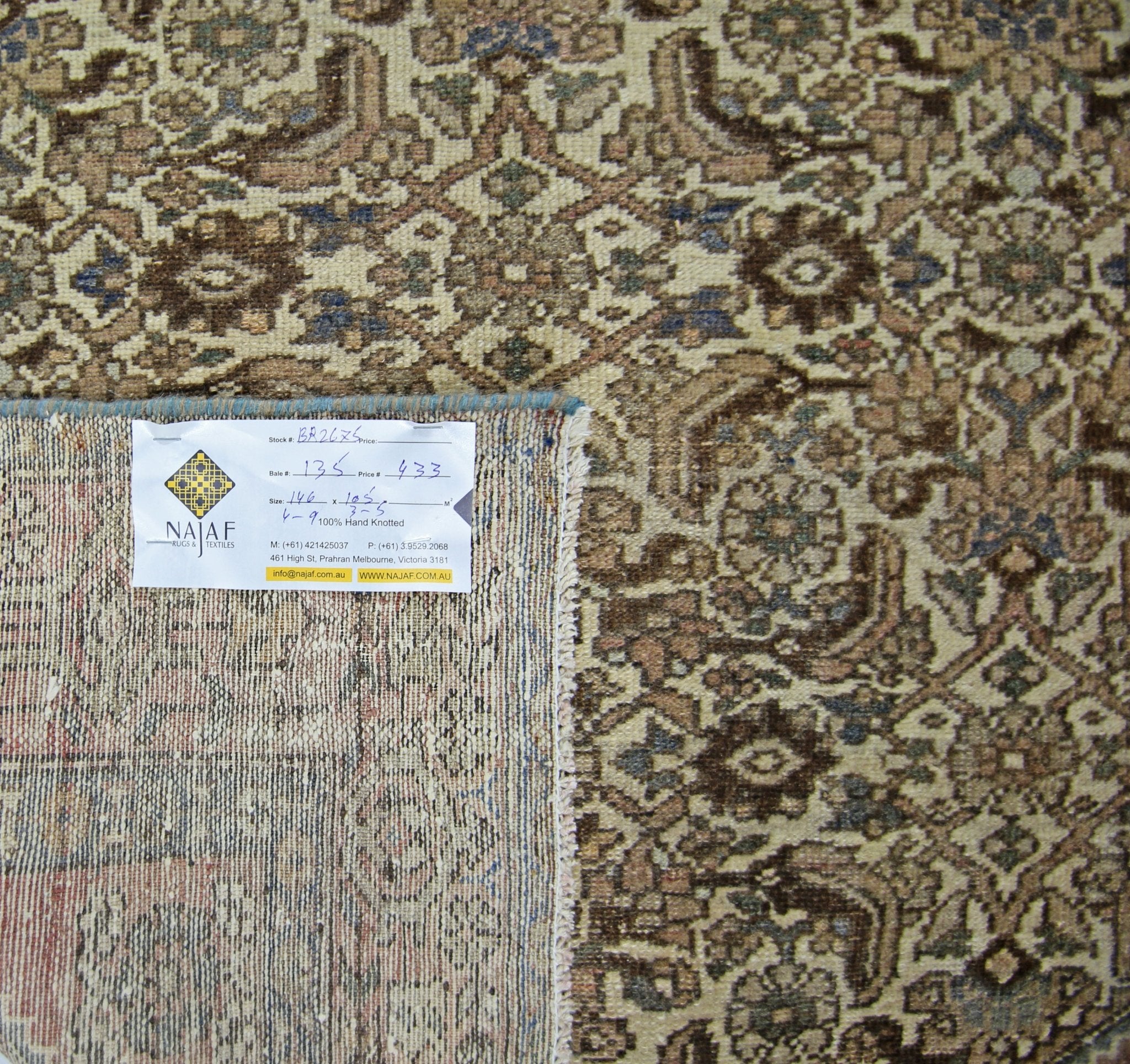 Handmade Vintage Persian Rug | 146 x 105 cm | 4'9" x 3'5" - Najaf Rugs & Textile