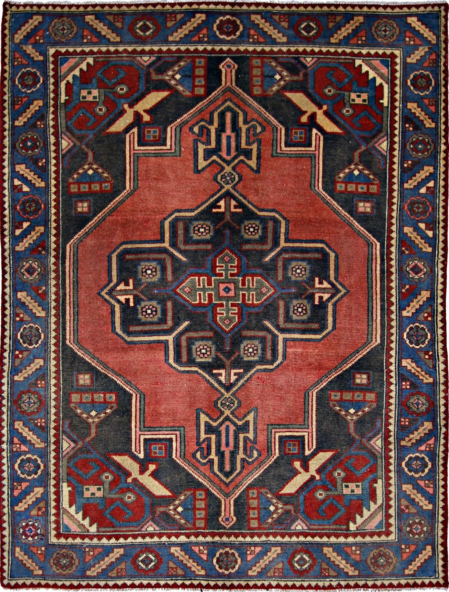 Handmade Vintage Persian Rug | 161 x 122 cm | 5'3" x 4' - Najaf Rugs & Textile