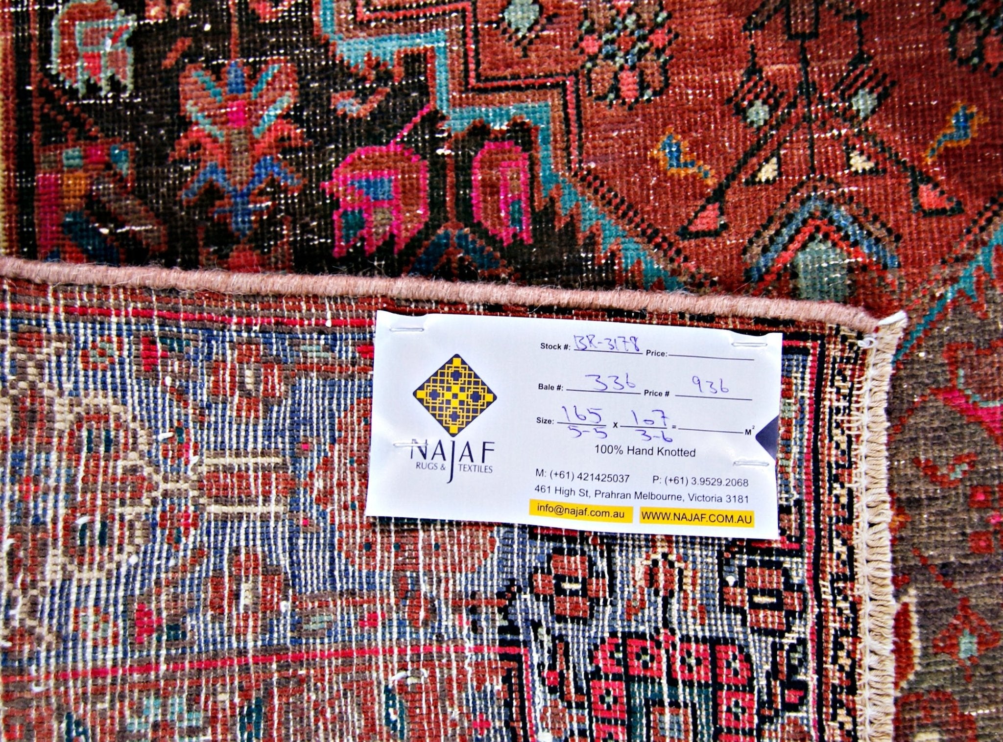 Handmade Vintage Persian Rug | 165 x 107 cm | 5'5" x 3'6" - Najaf Rugs & Textile