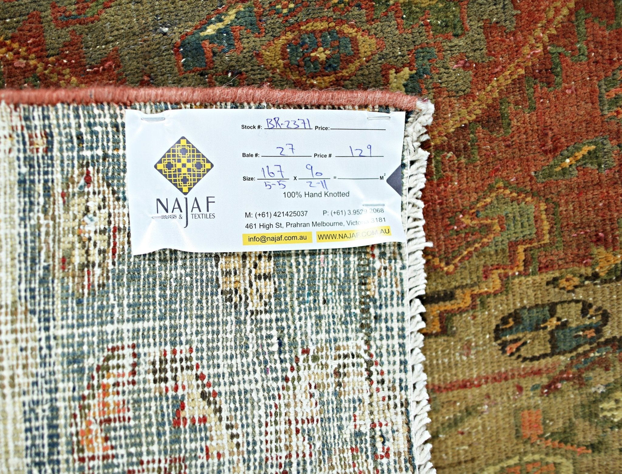 Handmade Vintage Persian Rug | 167 x 90 cm | 5'5" x 2'11" - Najaf Rugs & Textile