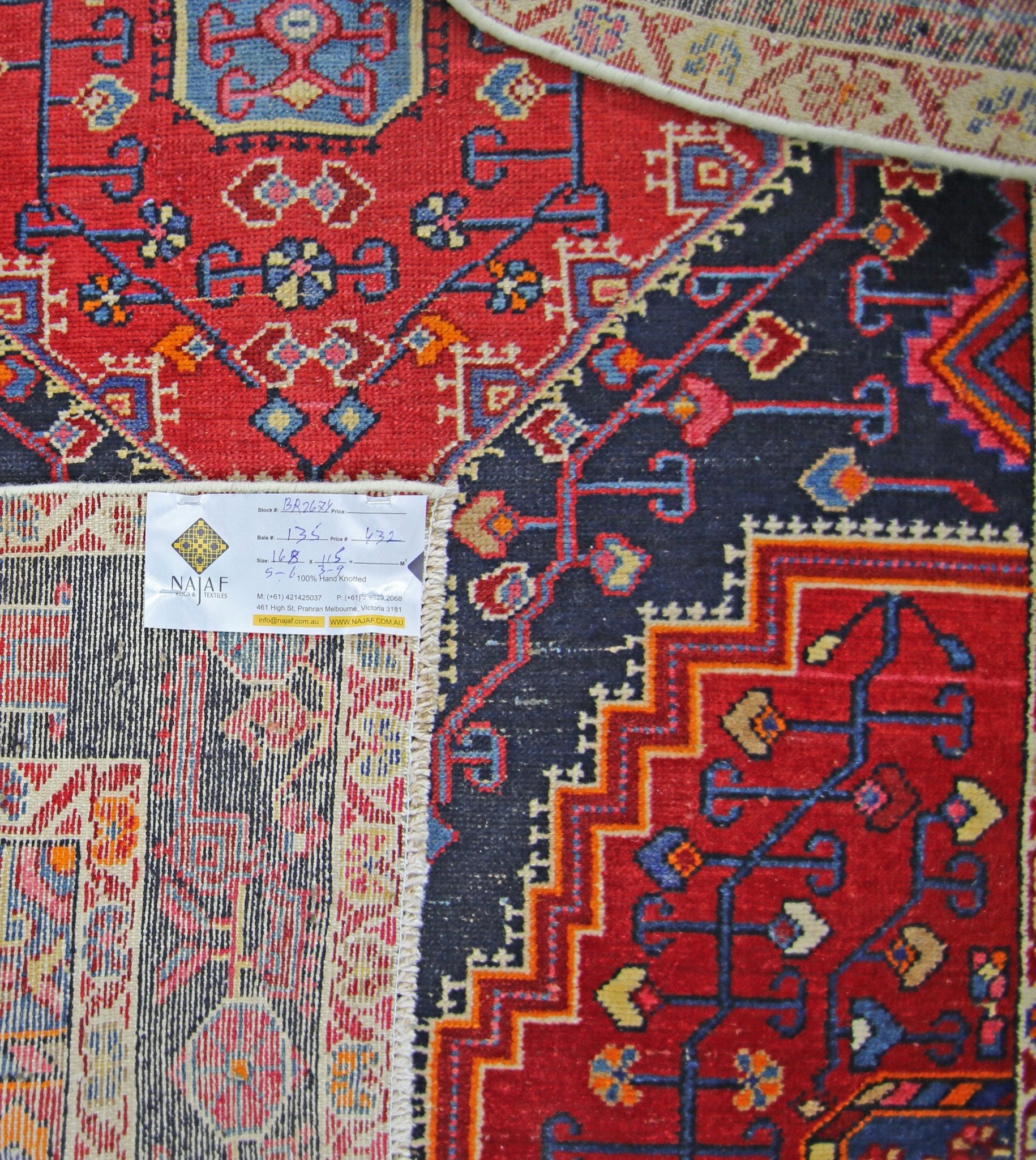 Handmade Vintage Persian Rug | 168 x 115 cm | 5'6" x 3'9" - Najaf Rugs & Textile