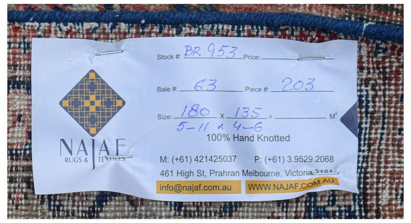 Handmade Vintage Persian Rug | 180 x 135 cm | 5'11" x 4'6" - Najaf Rugs & Textile