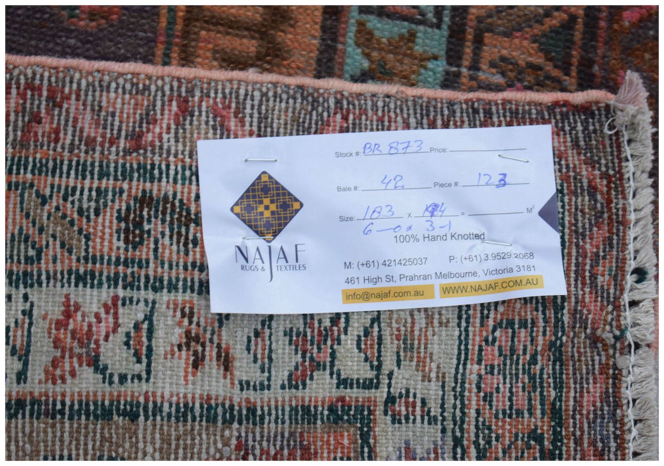 Handmade Vintage Persian Rug | 183 x 94 cm | 6' x 3'1" - Najaf Rugs & Textile