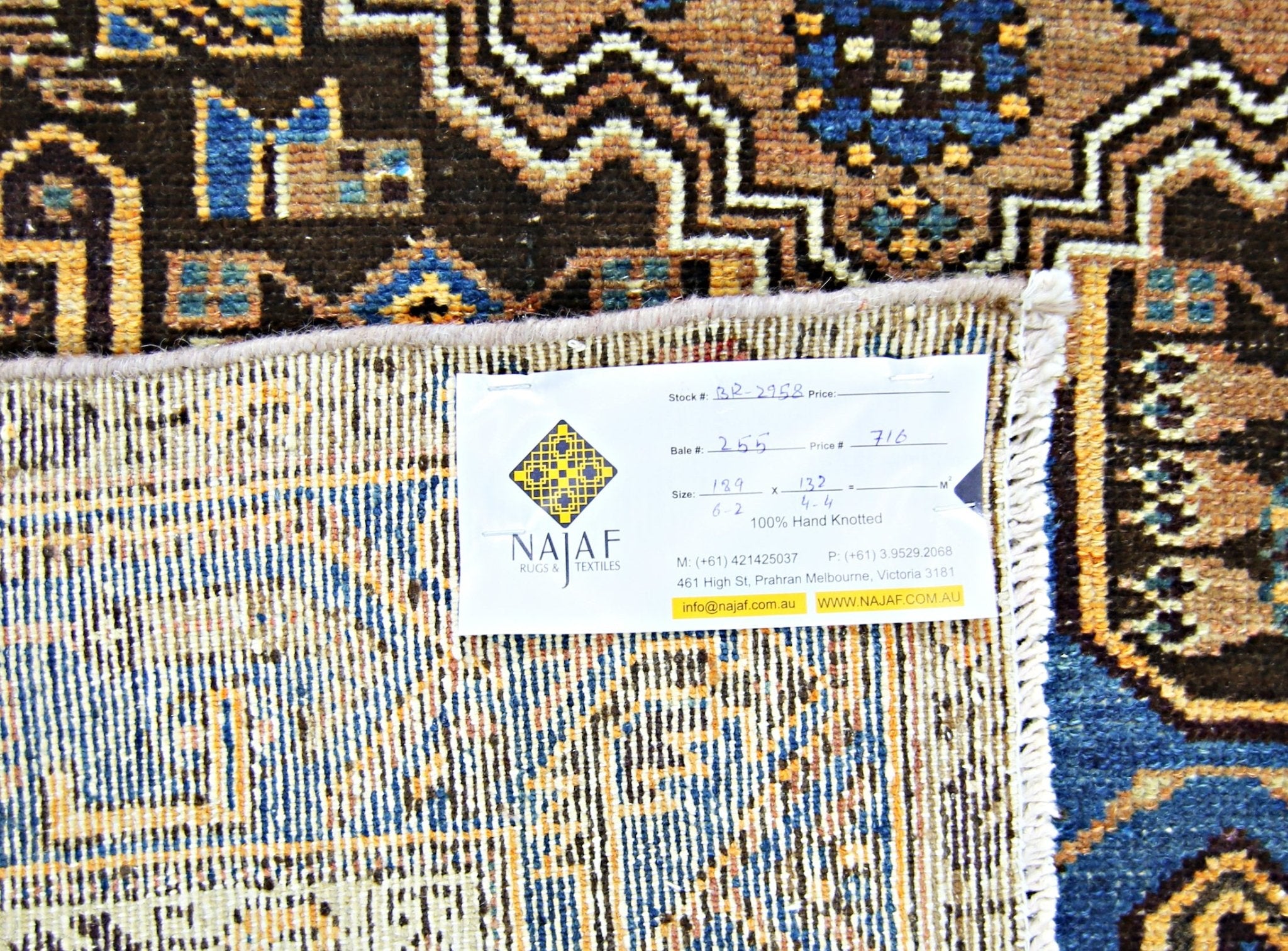 Handmade Vintage Persian Rug | 189 x 132 cm | 6'2" x 4'4" - Najaf Rugs & Textile